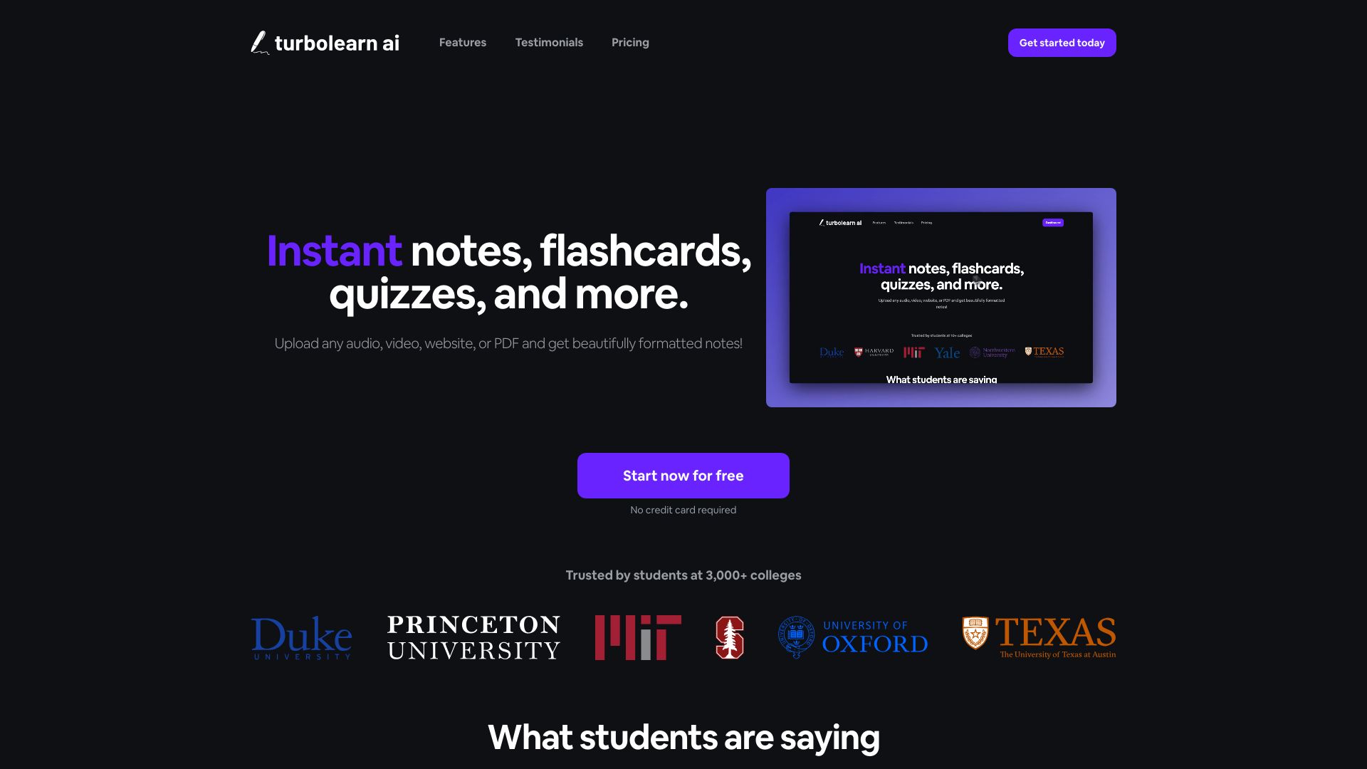 TurboLearn AI网页截图,TurboLearn AI网页快照