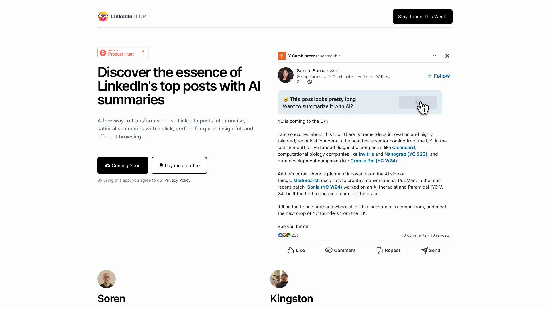 LinkedIn TLDR网页截图,LinkedIn TLDR网页快照