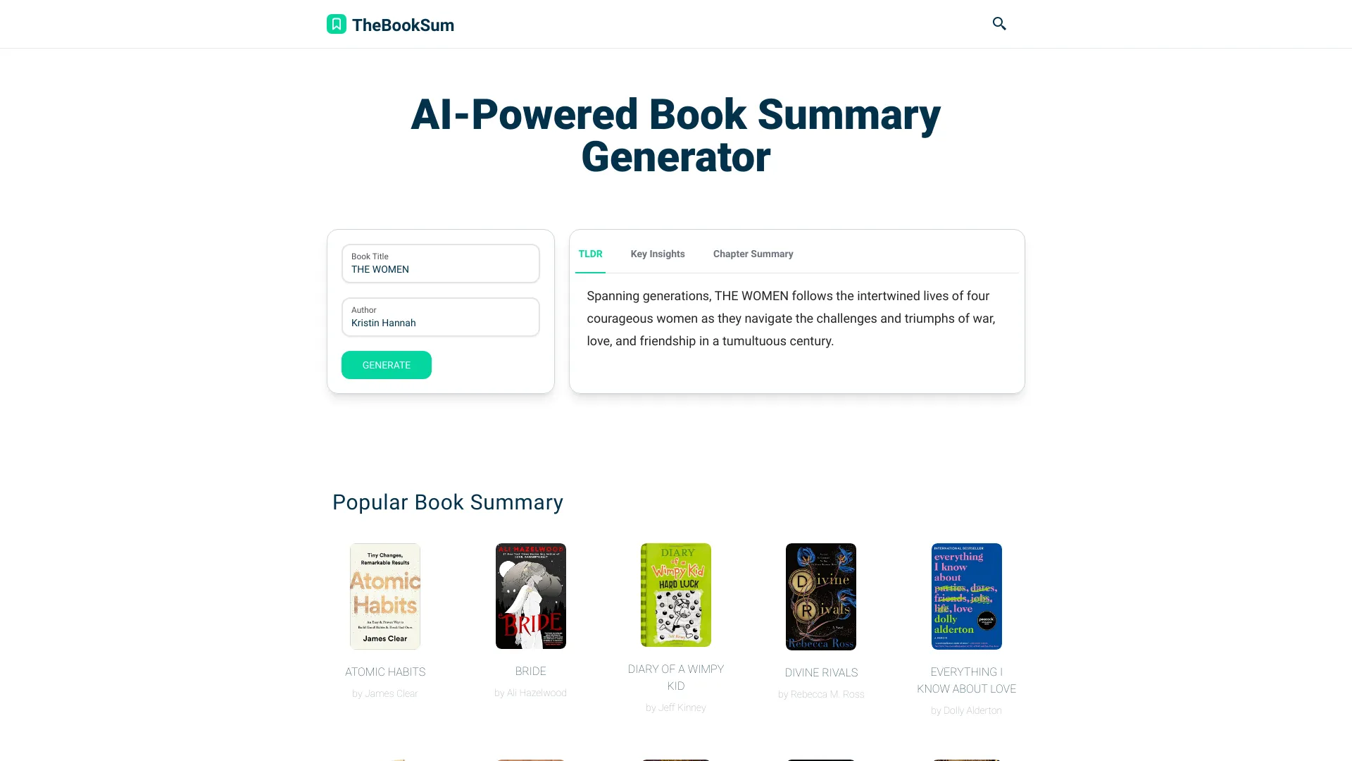 TheBookSum网页截图,TheBookSum网页快照