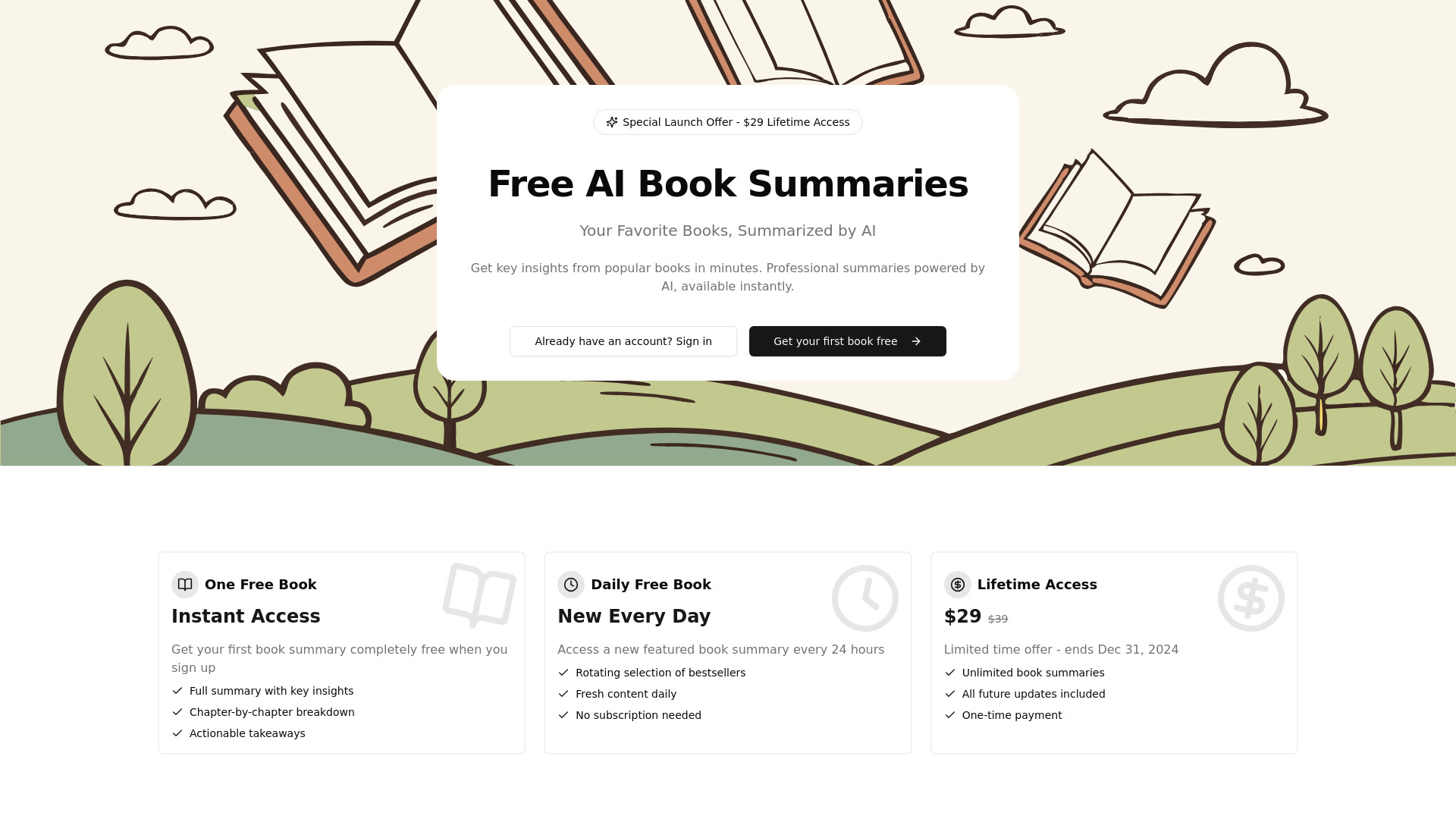 Free AI Book Summaries网页截图,Free AI Book Summaries网页快照