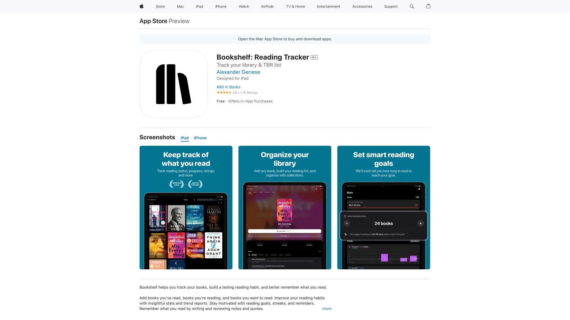 Bookshelf: A Better Reading Tracker网页截图,Bookshelf: A Better Reading Tracker网页快照