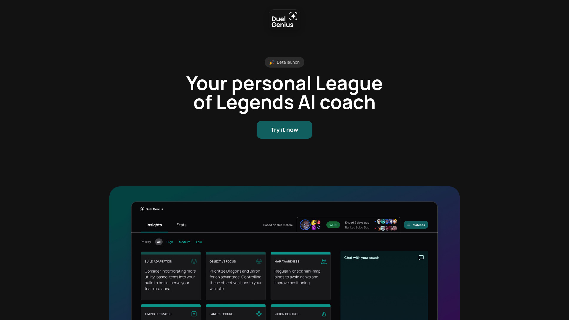 DuelGenius AI Coach网页截图,DuelGenius AI Coach网页快照