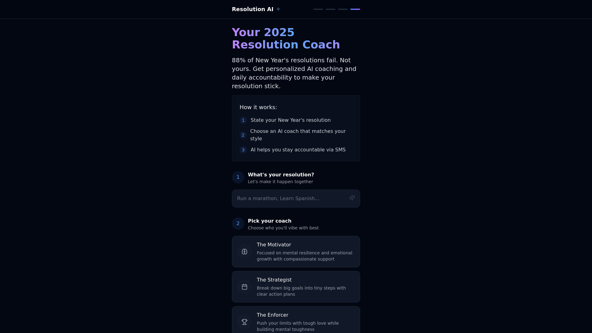 Resolution Coach网页截图,Resolution Coach网页快照