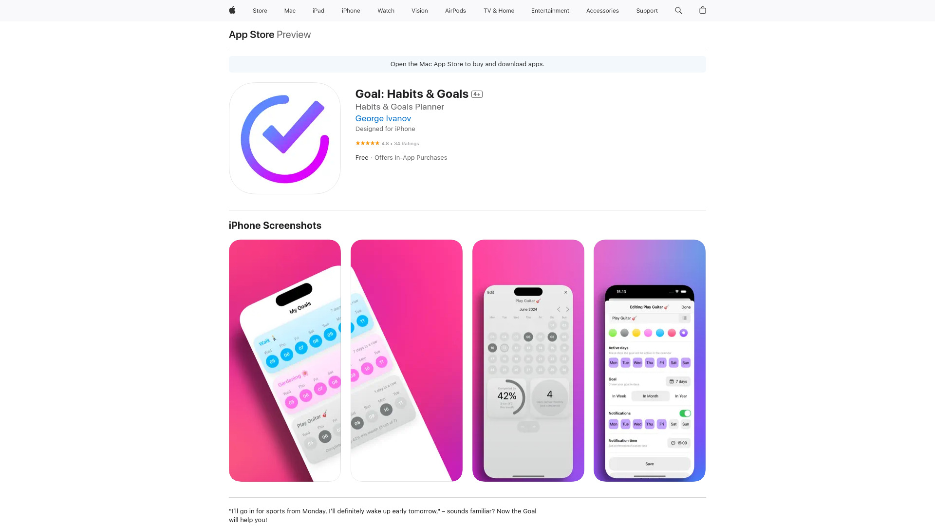 Goal: Habits & Goals网页截图,Goal: Habits & Goals网页快照