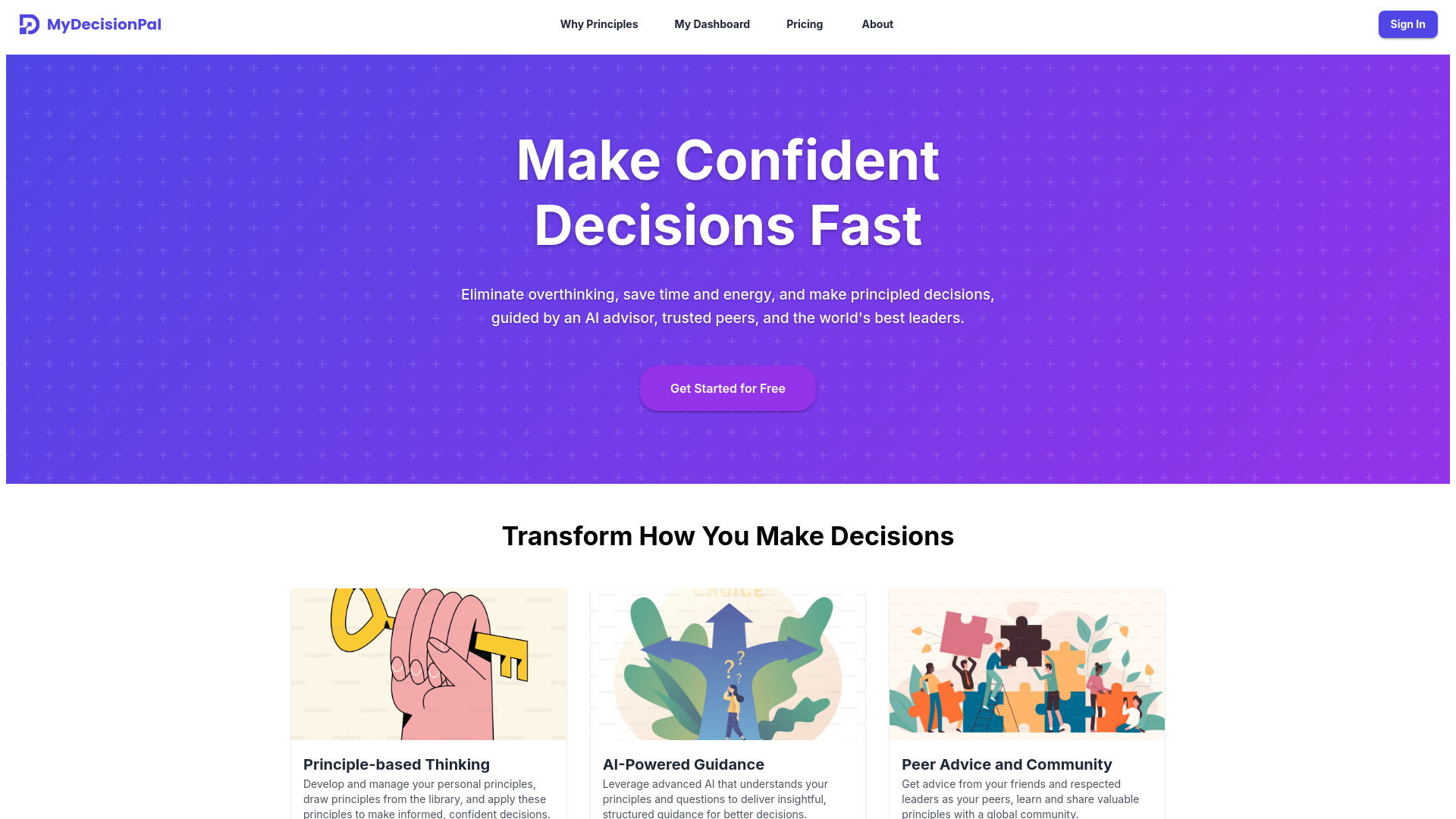 MyDecisionPal网页截图,MyDecisionPal网页快照