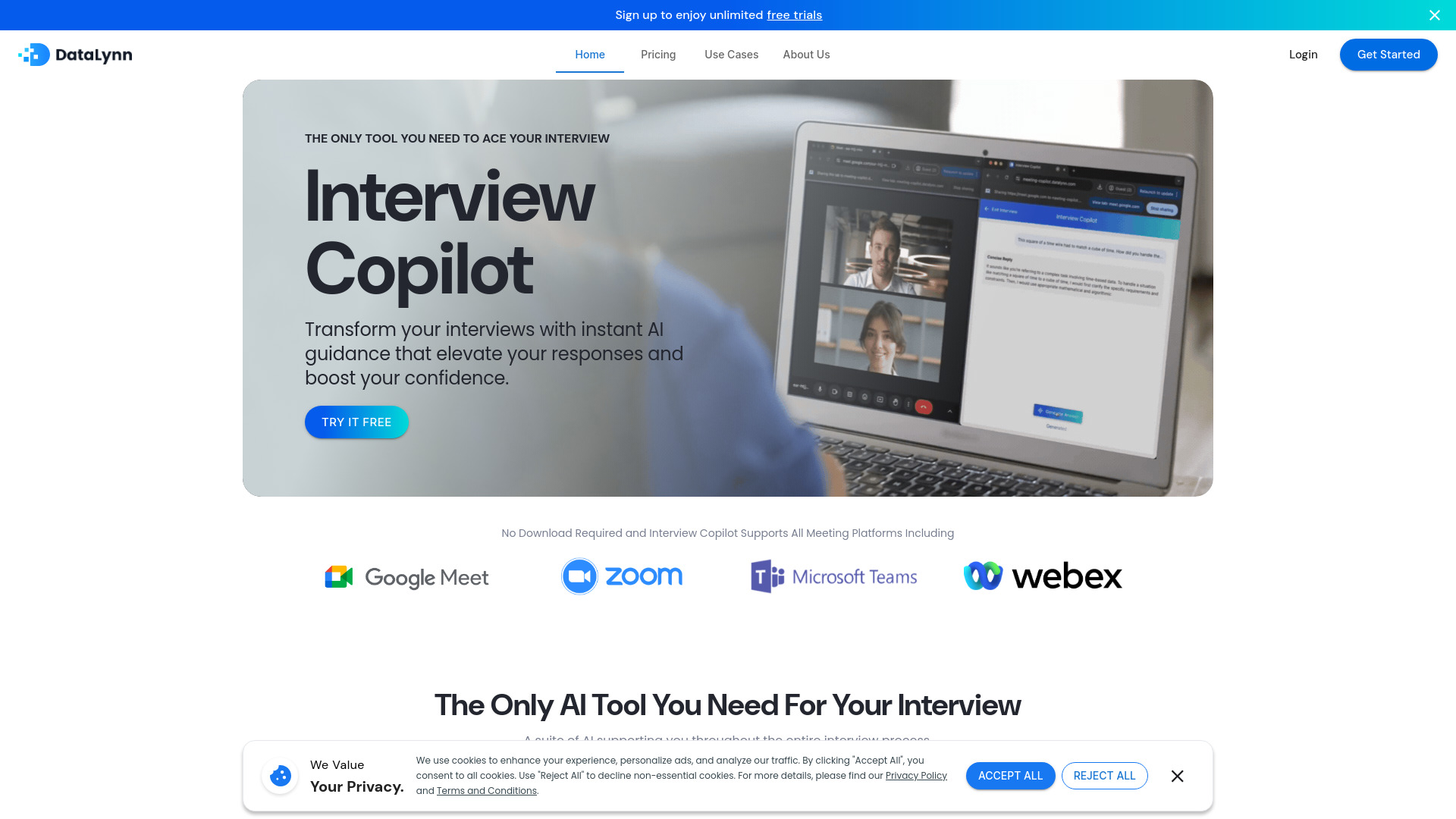 DataLynn AI Interview Copilot网页截图,DataLynn AI Interview Copilot网页快照