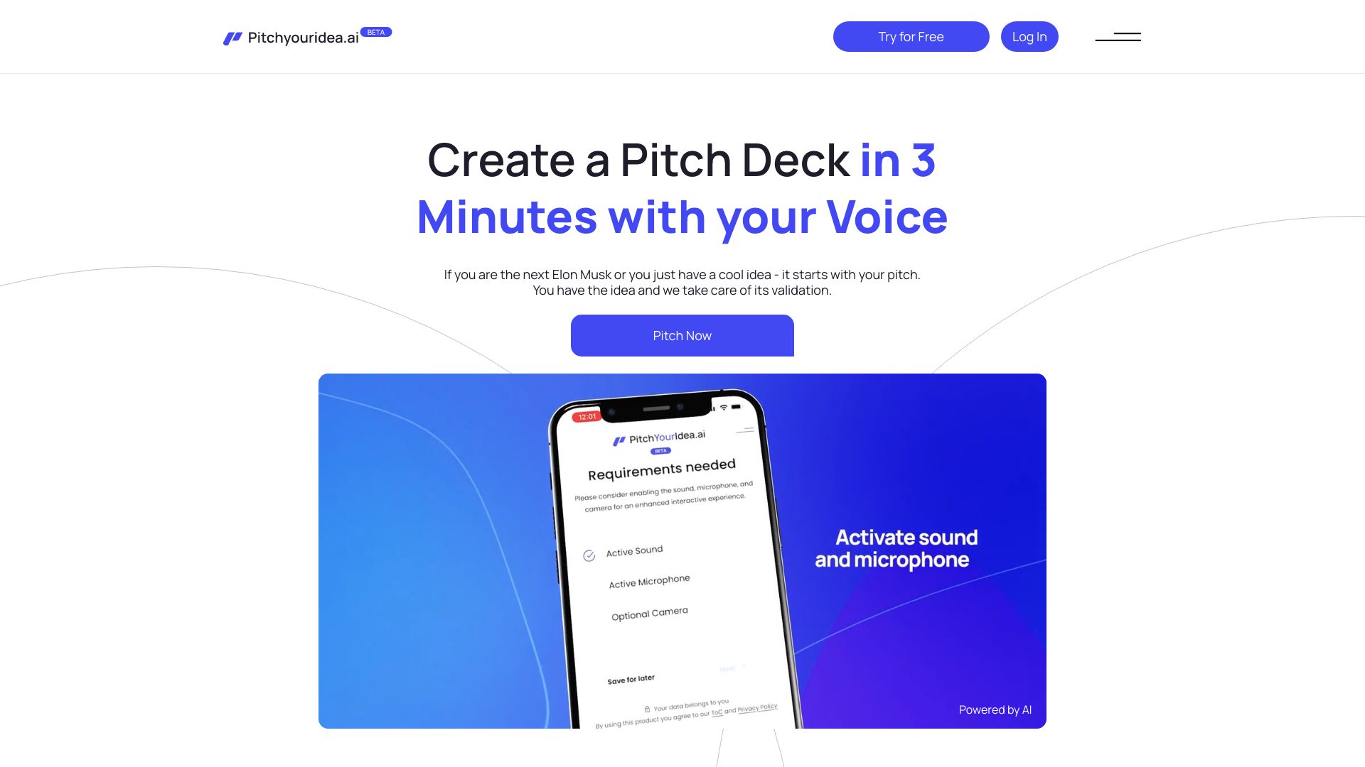PitchYourIdea.ai网页截图,PitchYourIdea.ai网页快照