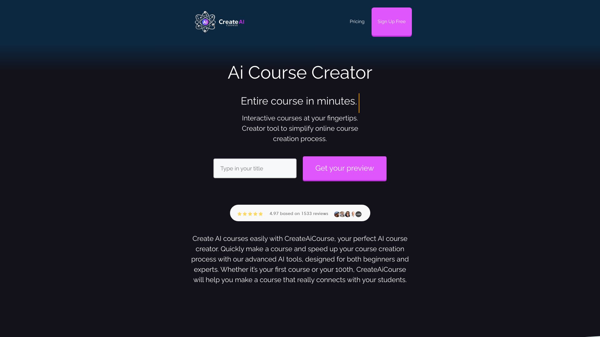 CreateAICourse (cAIc)网页截图,CreateAICourse (cAIc)网页快照