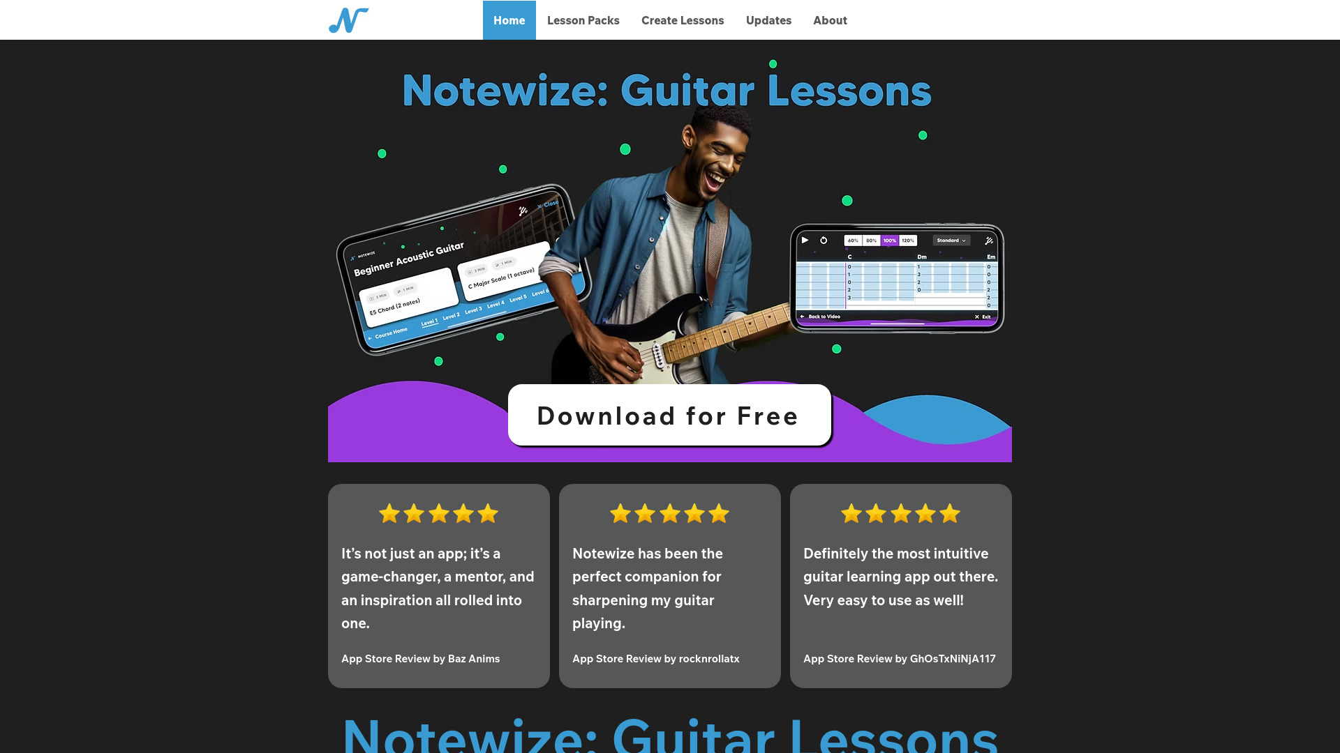 Notewize: Guitar Lessons网页截图,Notewize: Guitar Lessons网页快照