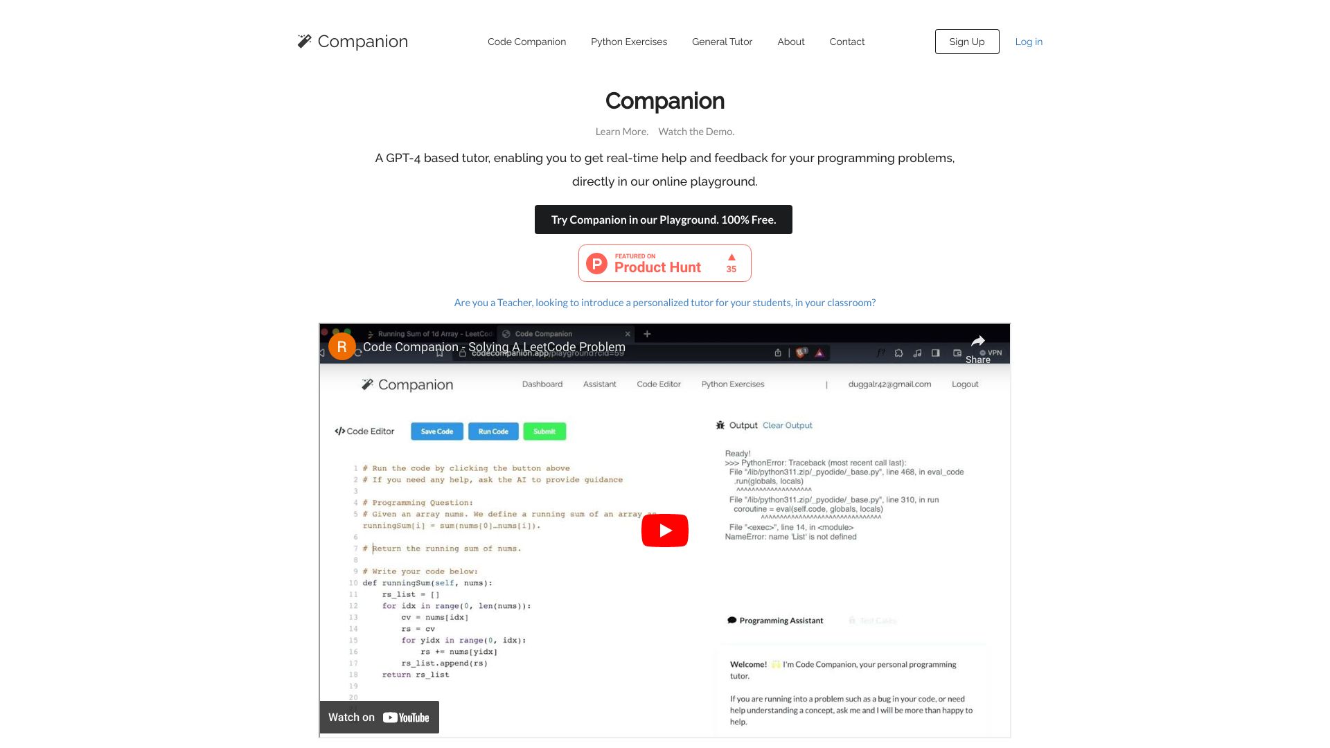 Code Companion网页截图,Code Companion网页快照