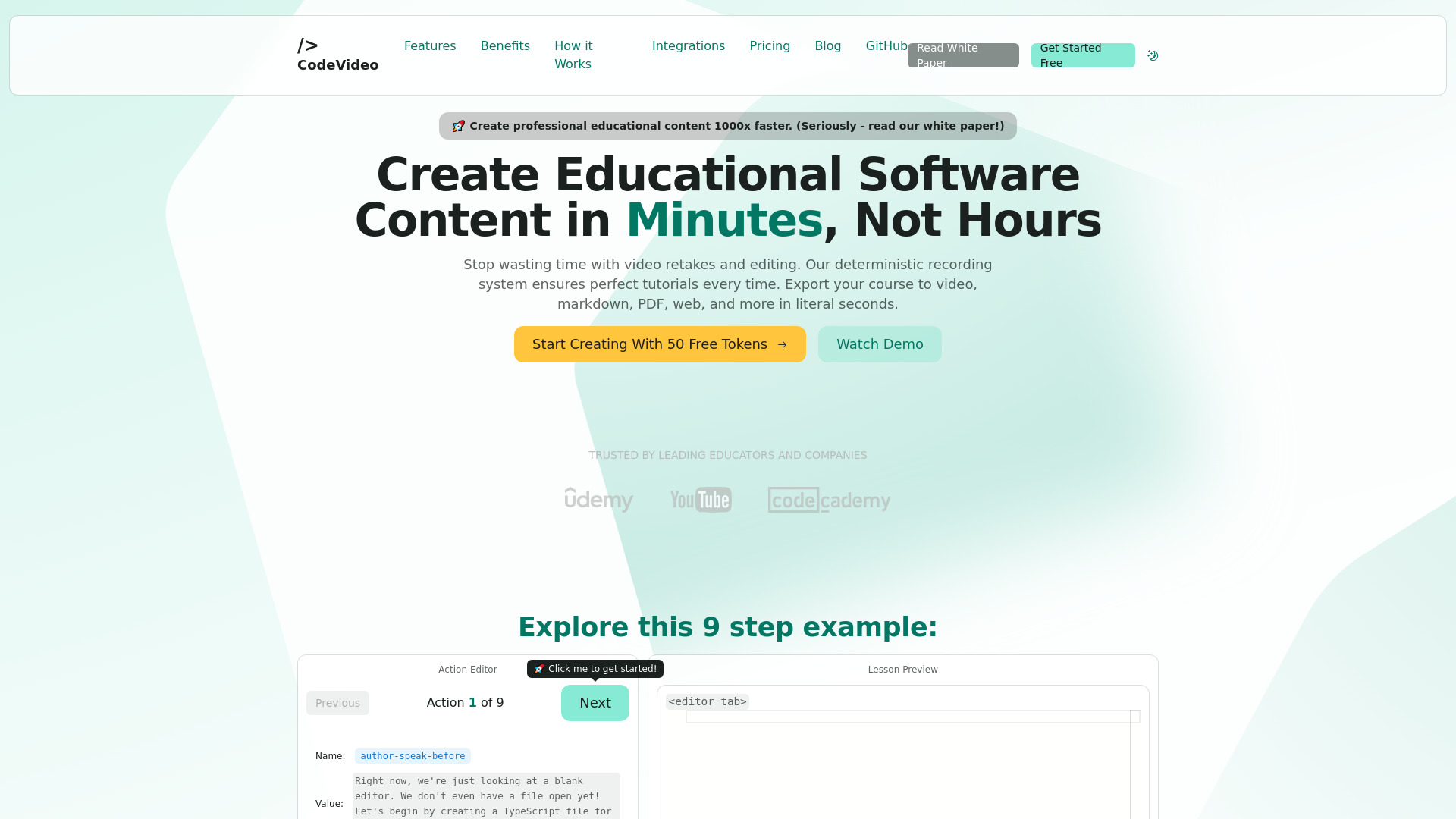 CodeVideo网页截图,CodeVideo网页快照