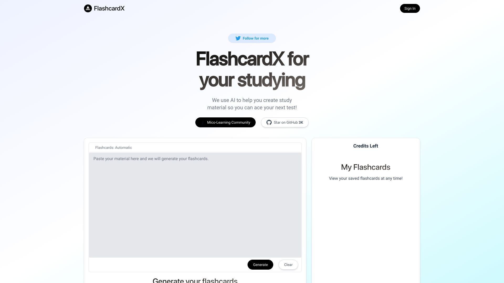 FlashcardX网页截图,FlashcardX网页快照