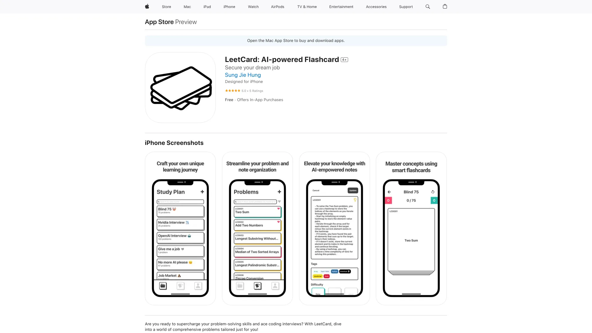 LeetCard: AI-powered FlashCards网页截图,LeetCard: AI-powered FlashCards网页快照