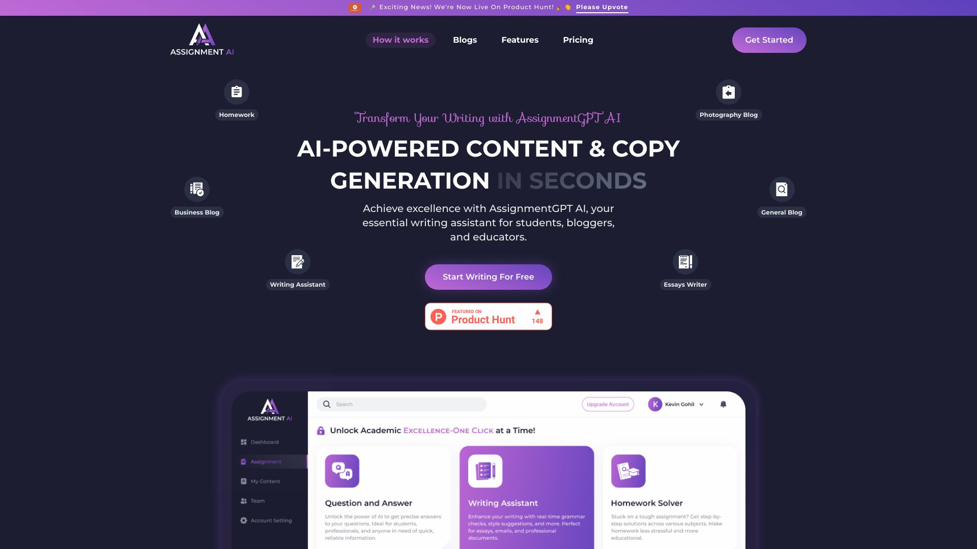AssignmentGPT AI网页截图,AssignmentGPT AI网页快照