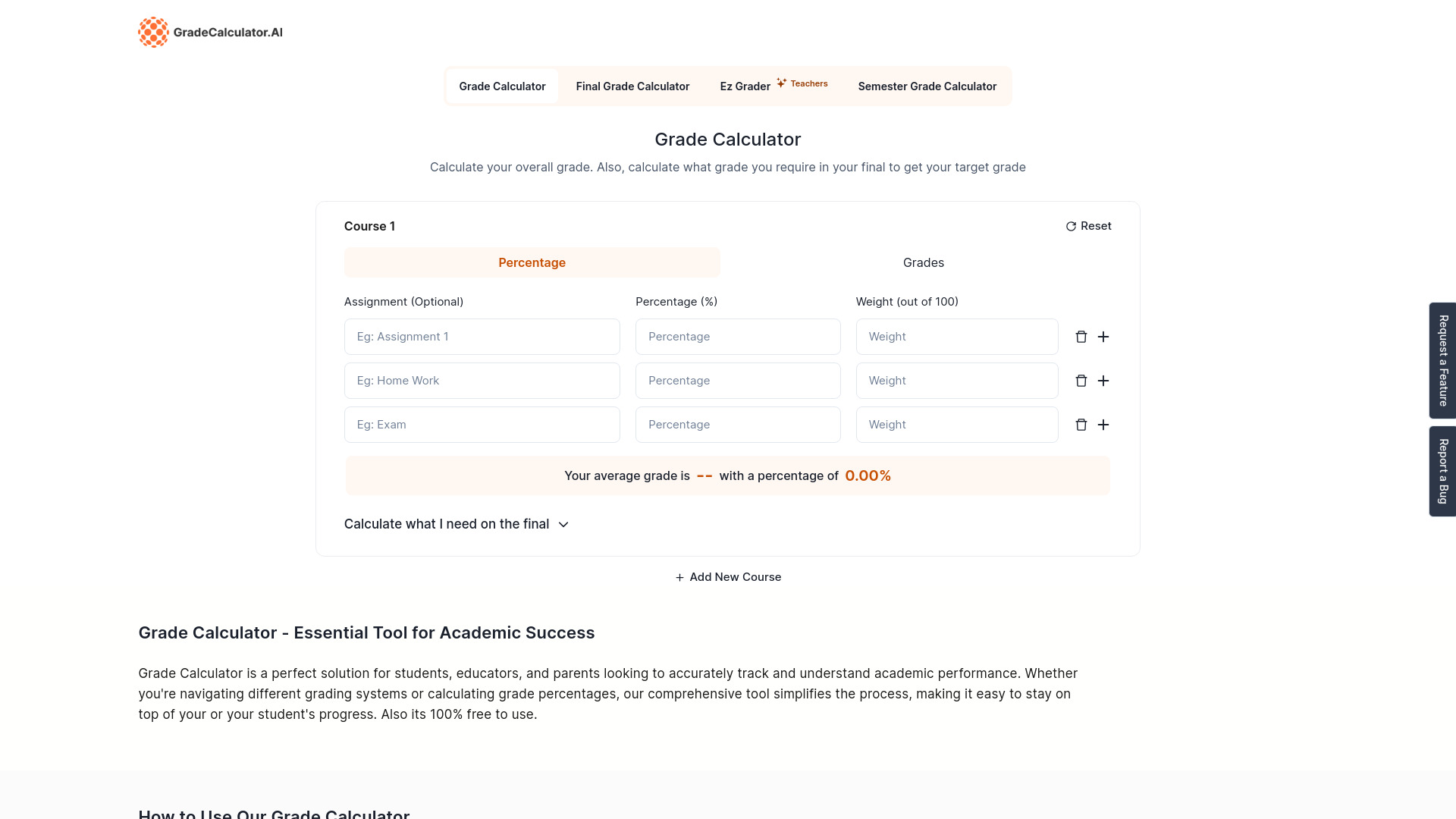 Grade Calculator AI网页截图,Grade Calculator AI网页快照