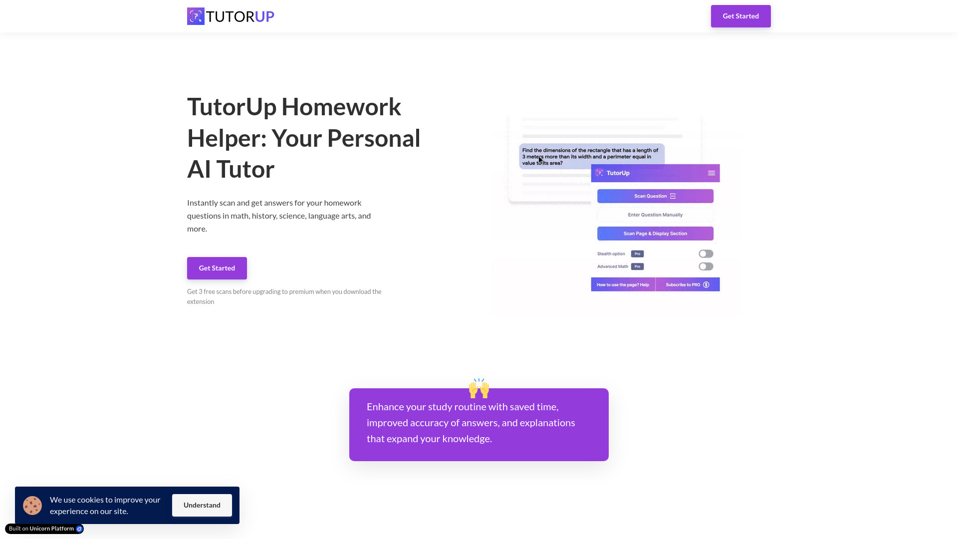 TutorUp – AI Homework Helper网页截图,TutorUp – AI Homework Helper网页快照