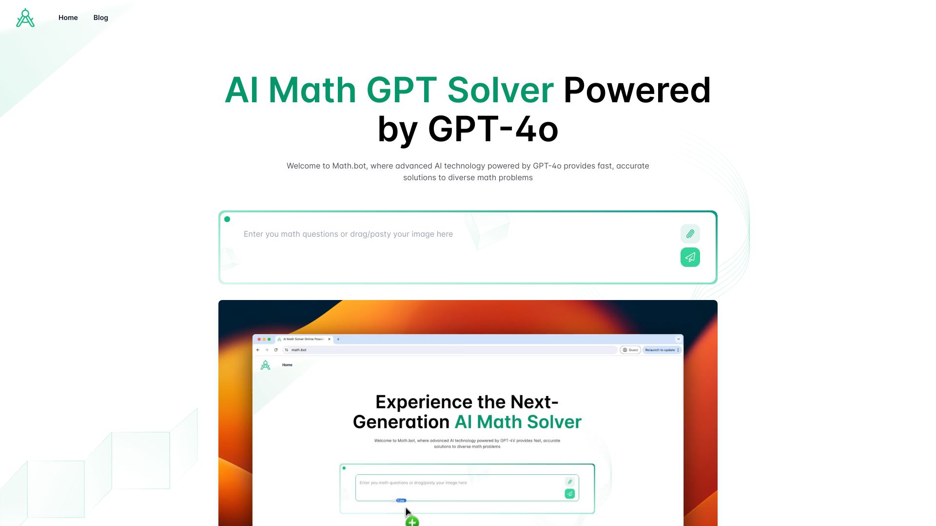 AI Math GPT Solver Online Powered by GPT-4o | Math Bot网页截图,AI Math GPT Solver Online Powered by GPT-4o | Math Bot网页快照