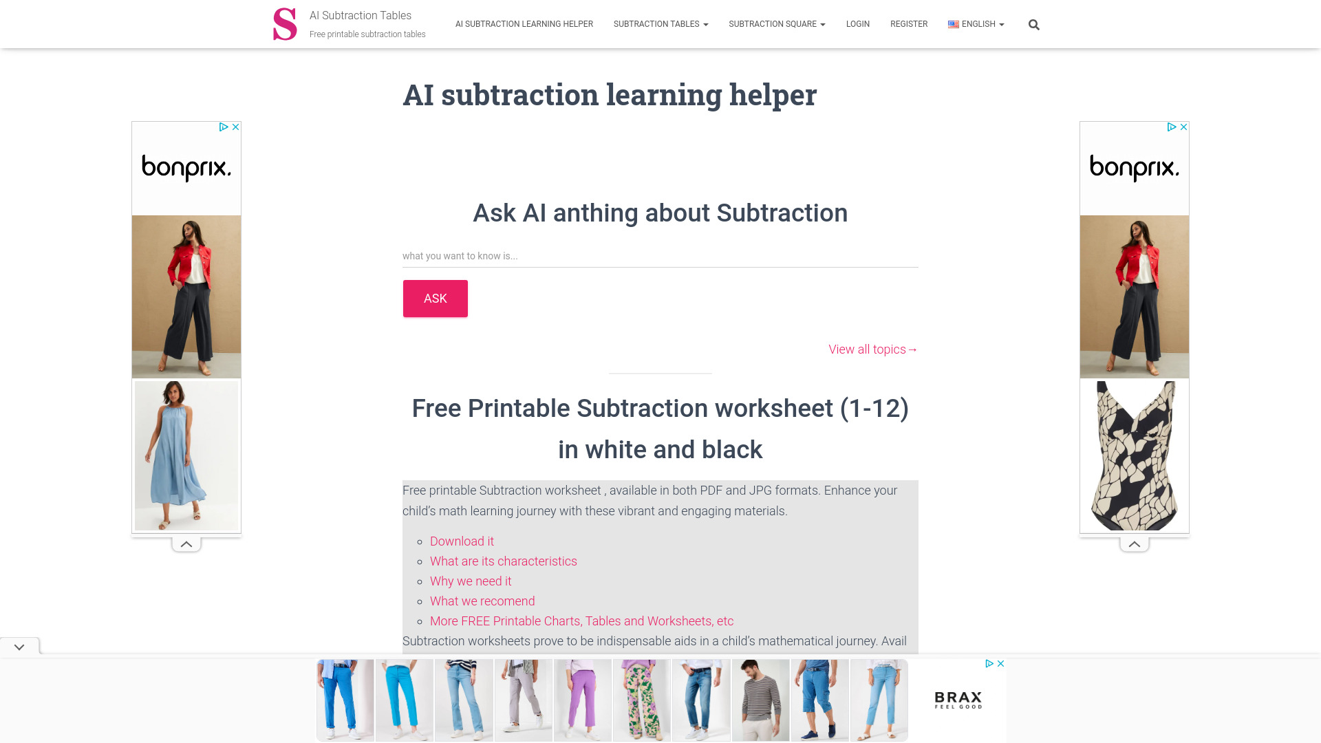 AI subtraction learning helper网页截图,AI subtraction learning helper网页快照