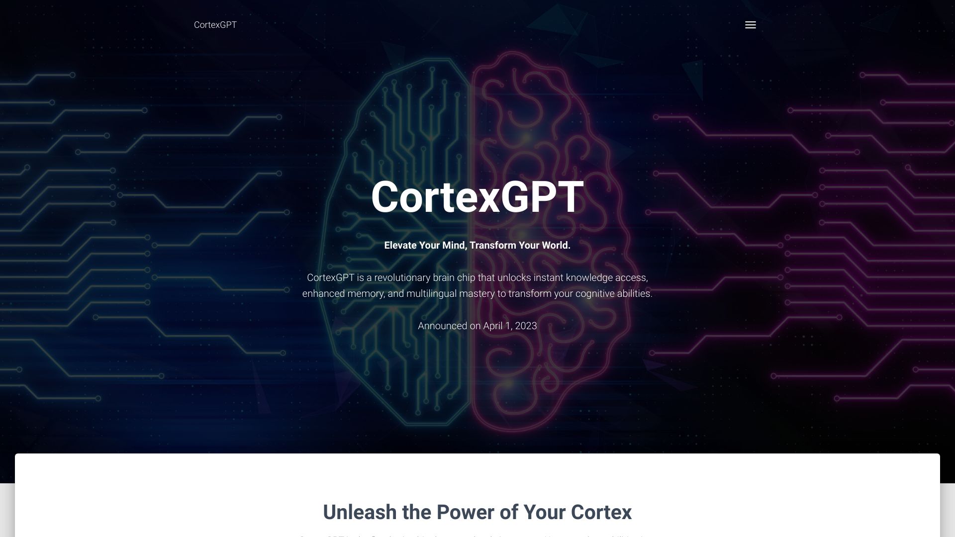 CortexGPT网页截图,CortexGPT网页快照
