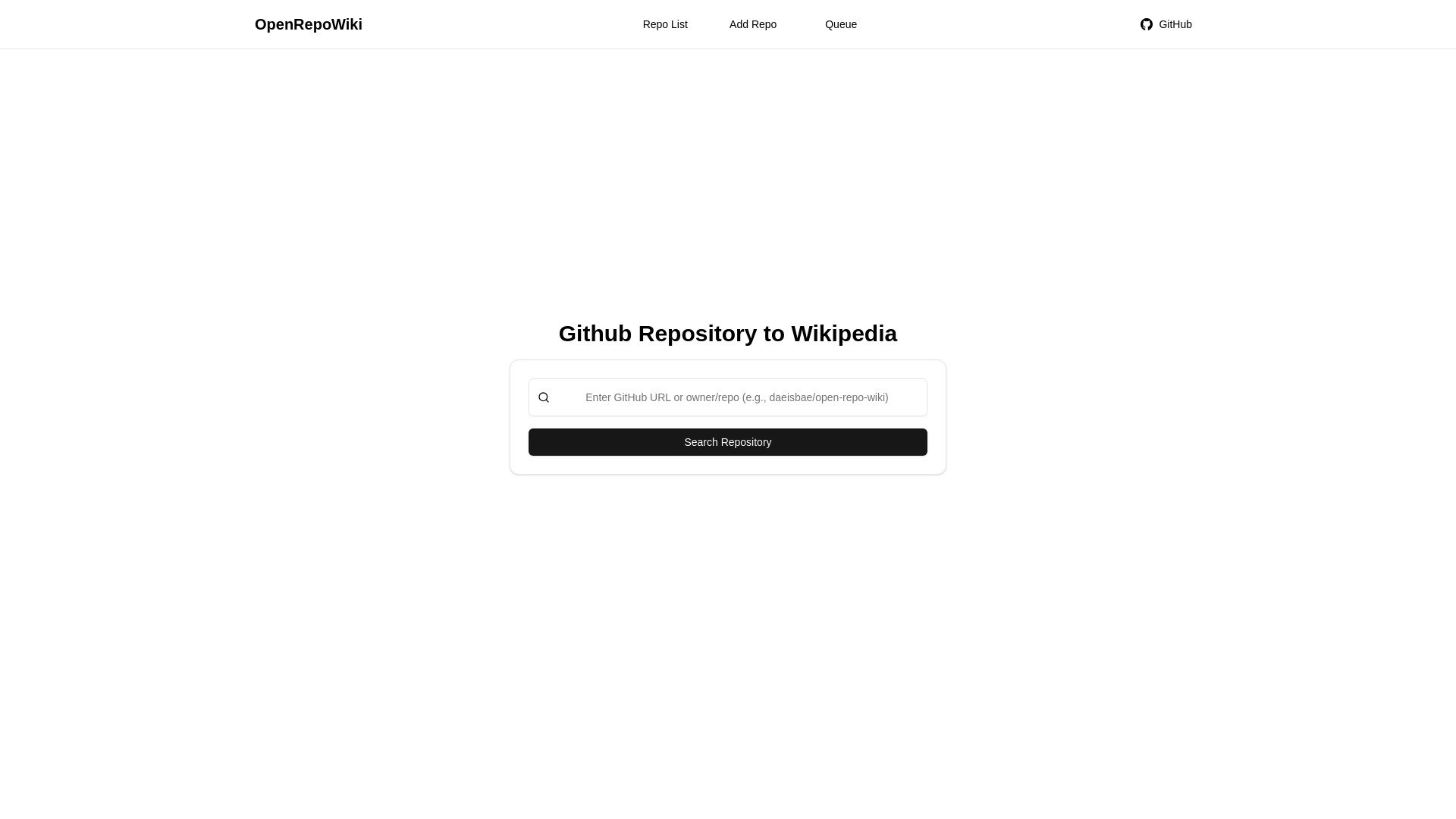 OpenRepoWiki网页截图,OpenRepoWiki网页快照