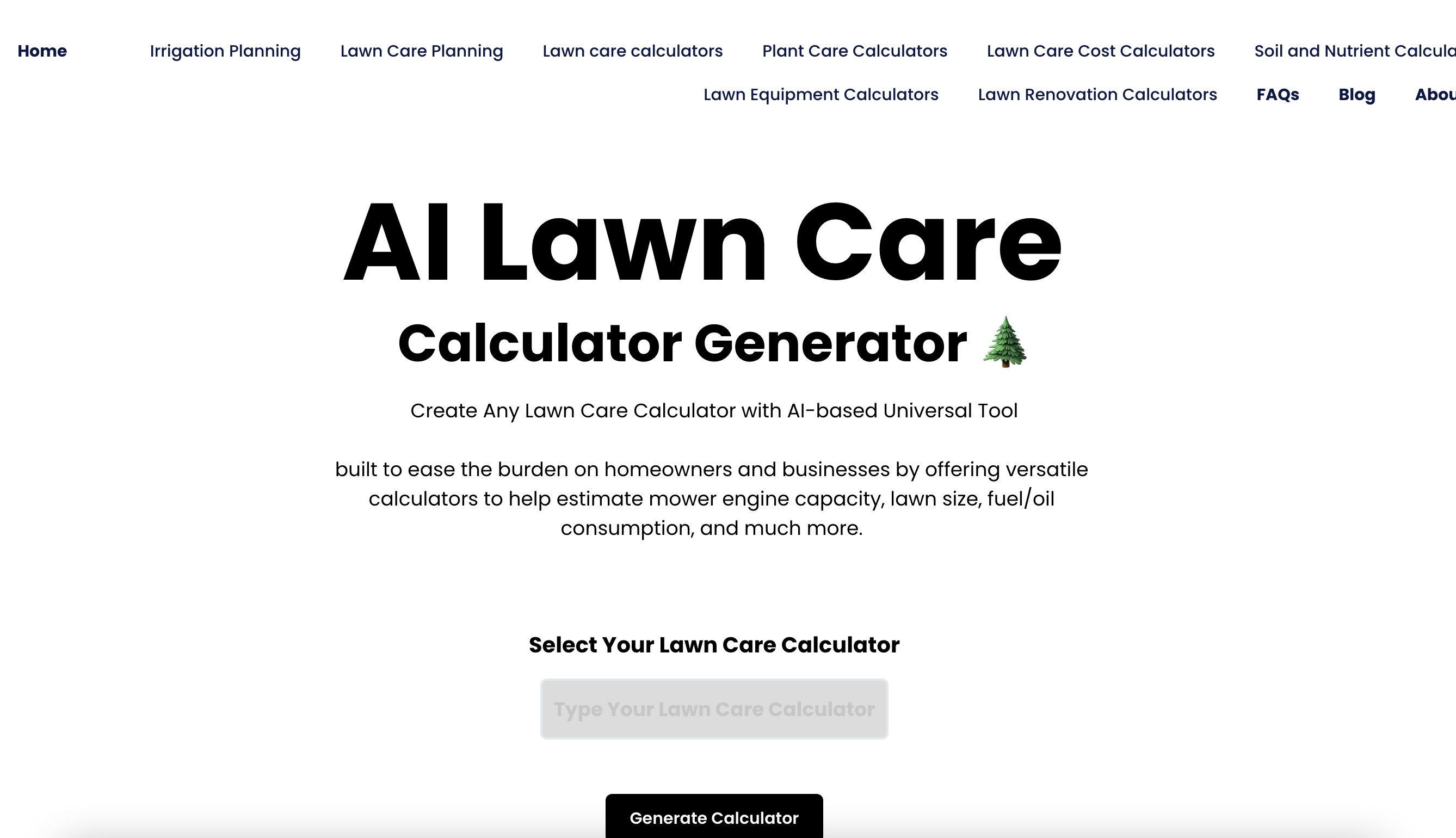 AI Lawn Care Calculator Generator网页截图,AI Lawn Care Calculator Generator网页快照