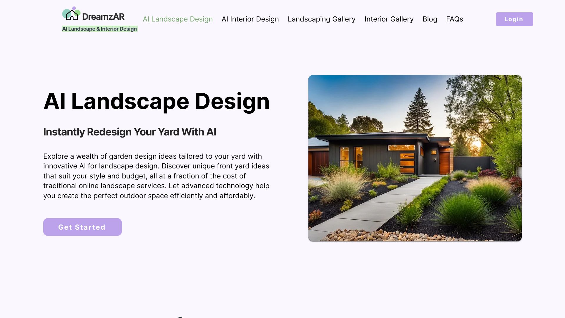 DreamzAR AI Landscape Design网页截图,DreamzAR AI Landscape Design网页快照