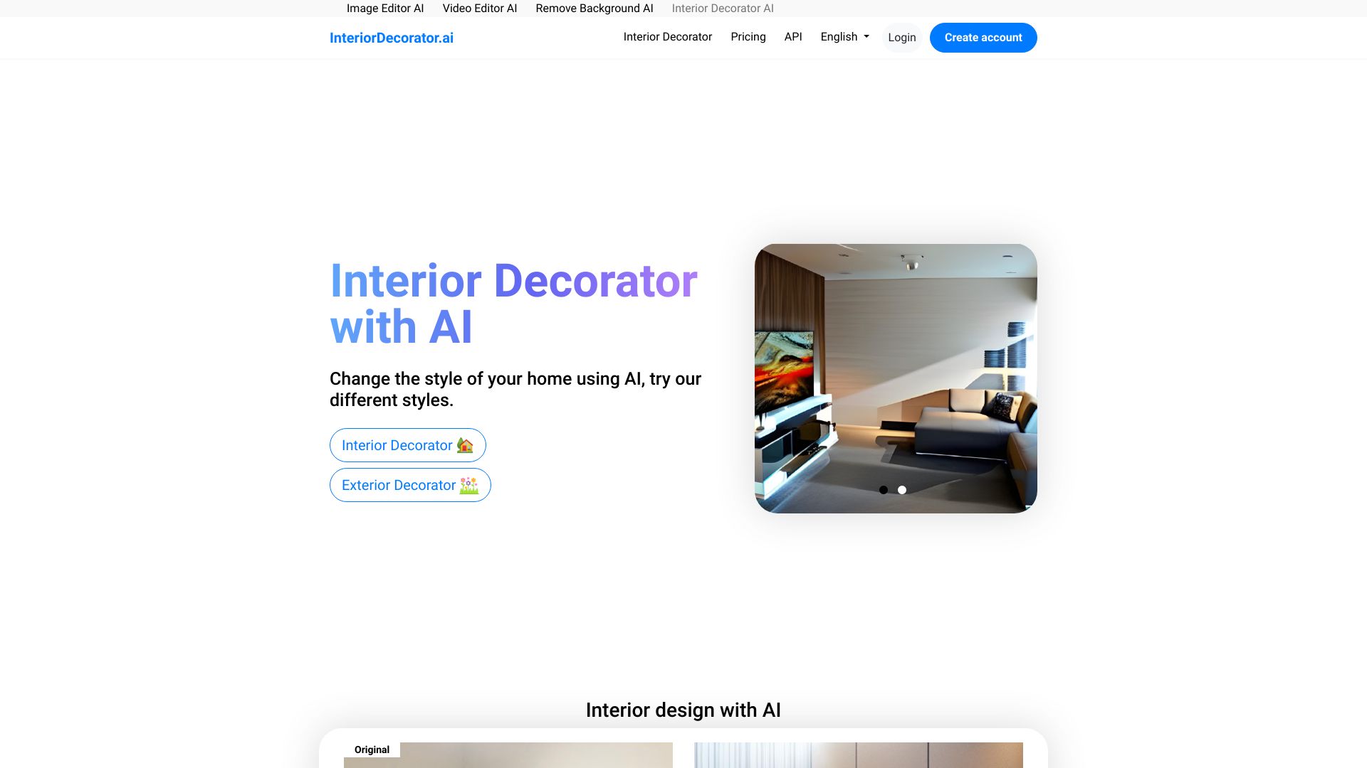 Interior Decorator AI网页截图,Interior Decorator AI网页快照