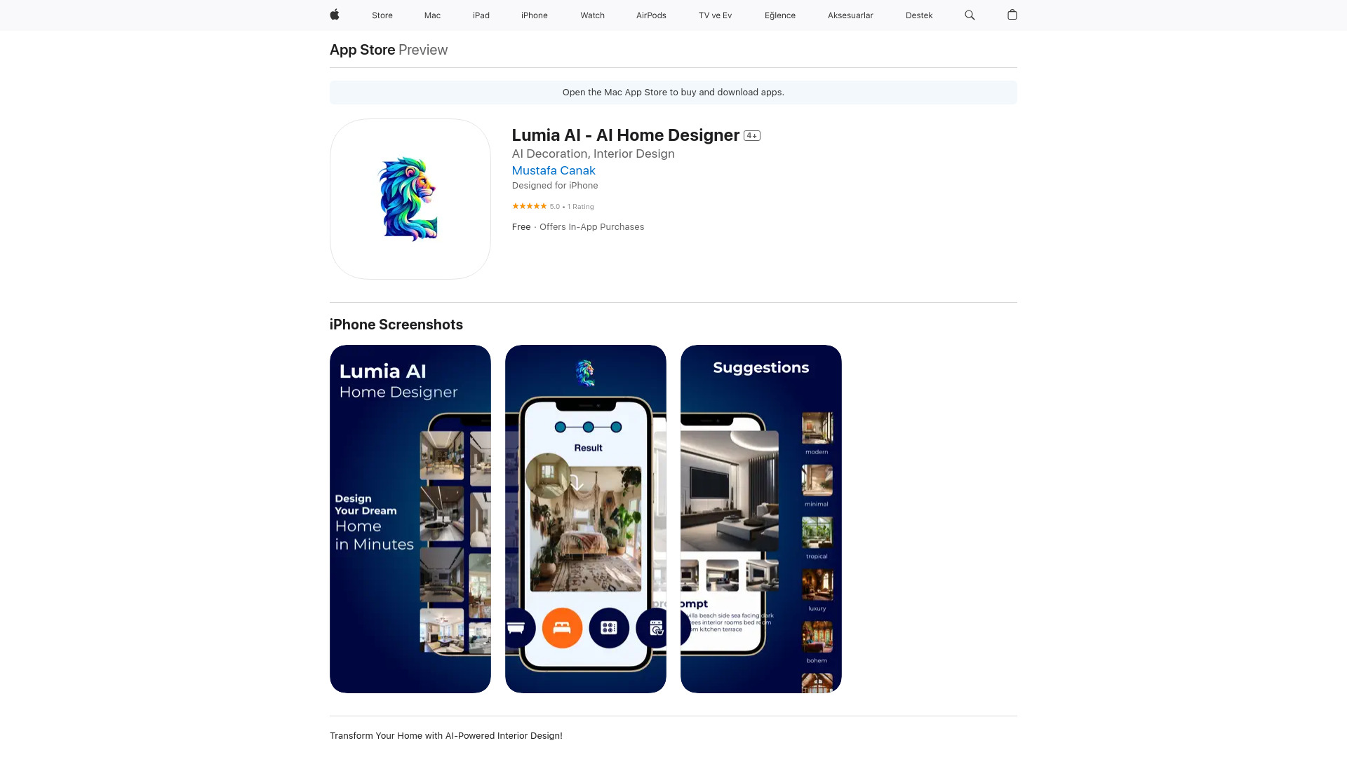 Lumia AI – AI Home Designer网页截图,Lumia AI – AI Home Designer网页快照