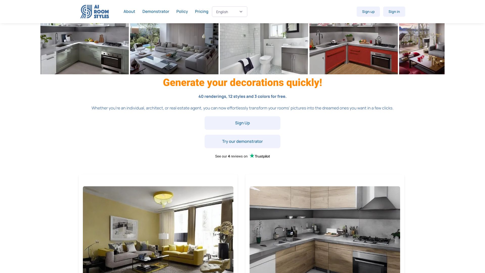 AI Room Styles网页截图,AI Room Styles网页快照