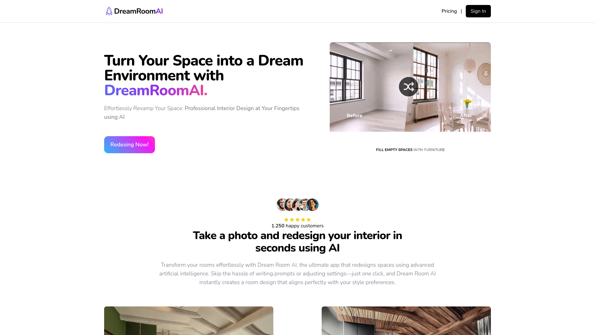 DreamRooomAI网页截图,DreamRooomAI网页快照