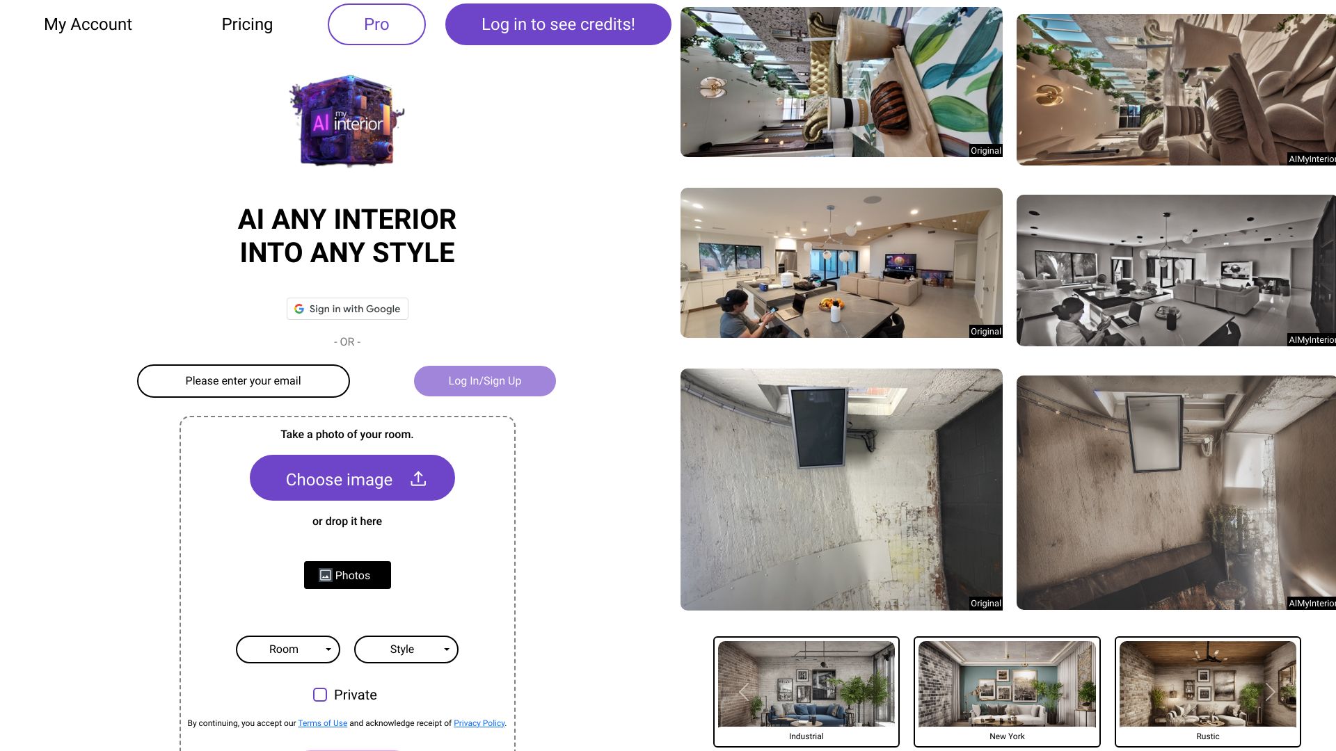 AImyINTERIOR网页截图,AImyINTERIOR网页快照