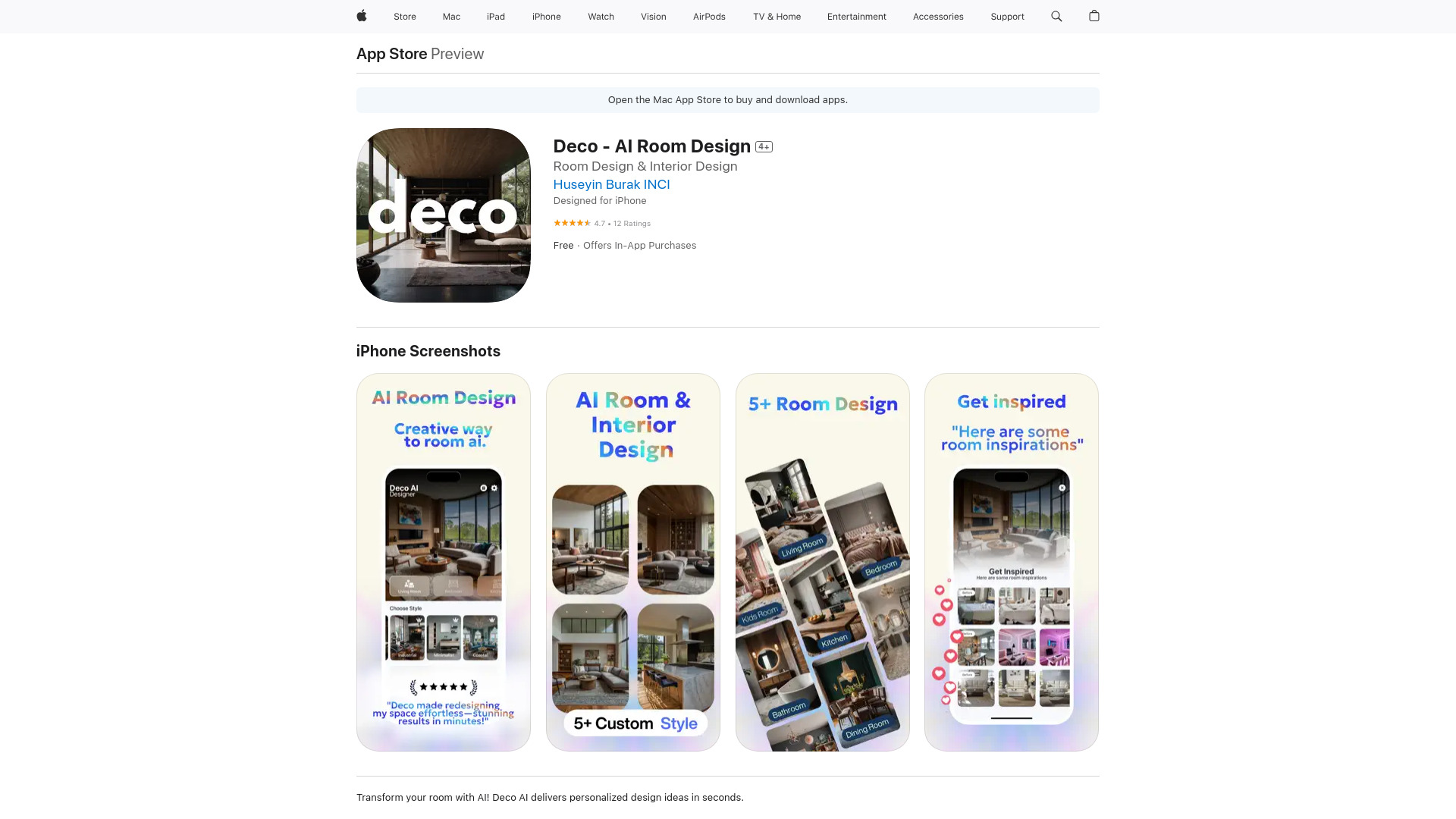 Deco – AI Room Design网页截图,Deco – AI Room Design网页快照