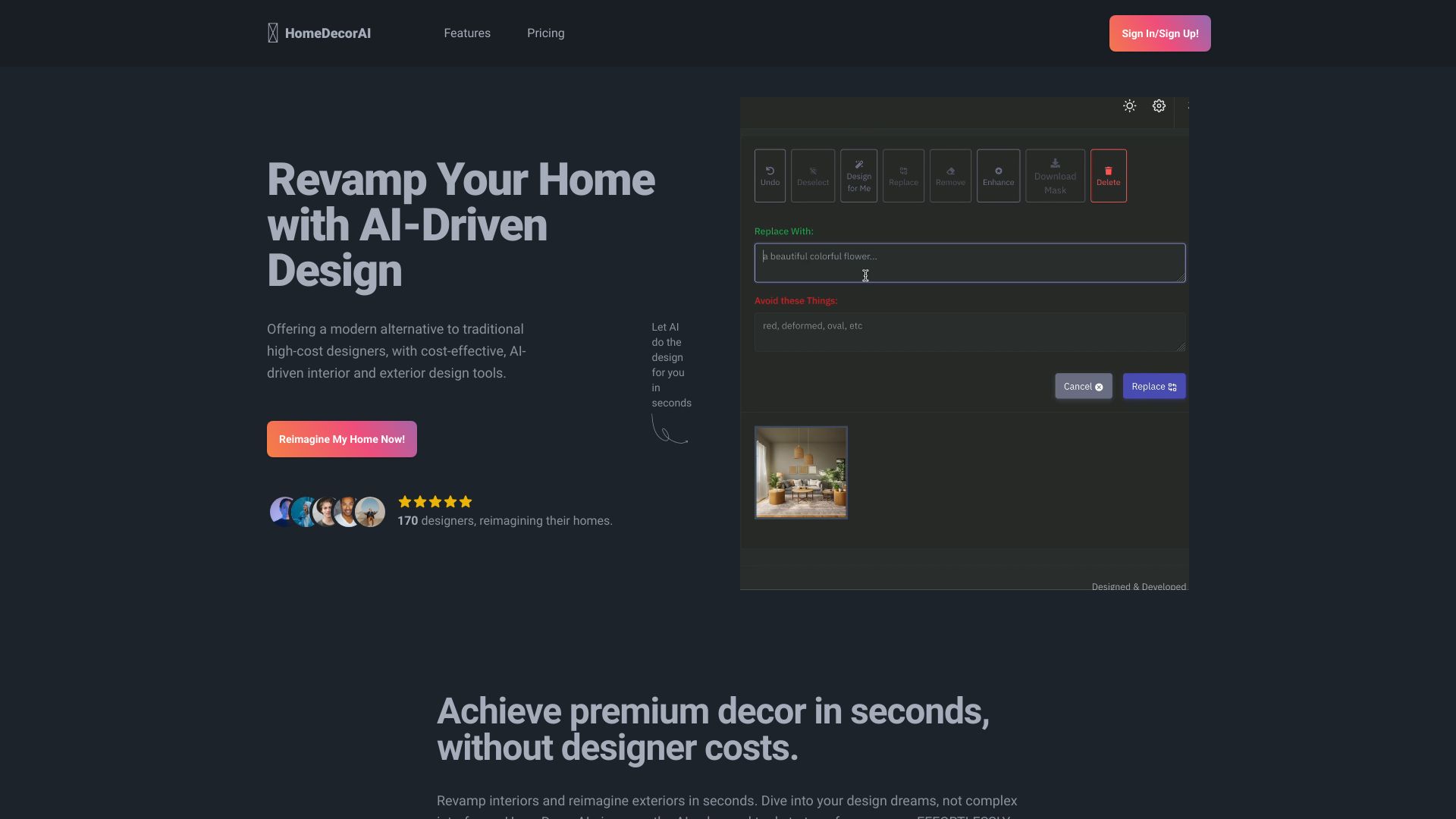 TheHomeDecorAI网页截图,TheHomeDecorAI网页快照