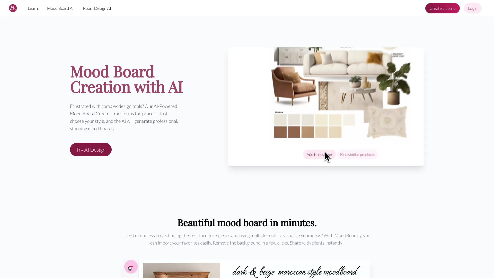 Mood Board AI网页截图,Mood Board AI网页快照