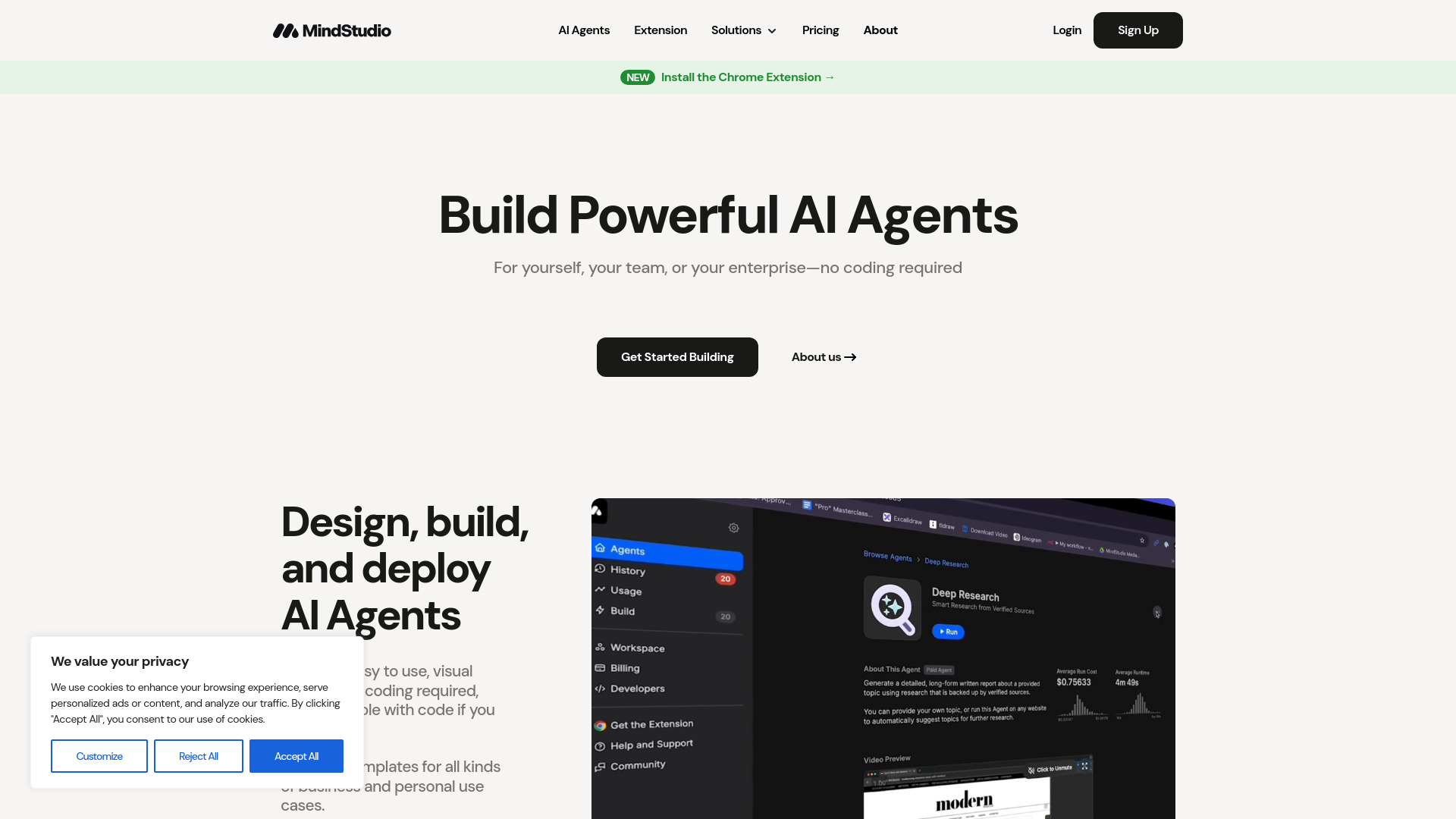 MindStudio网页截图,MindStudio网页快照