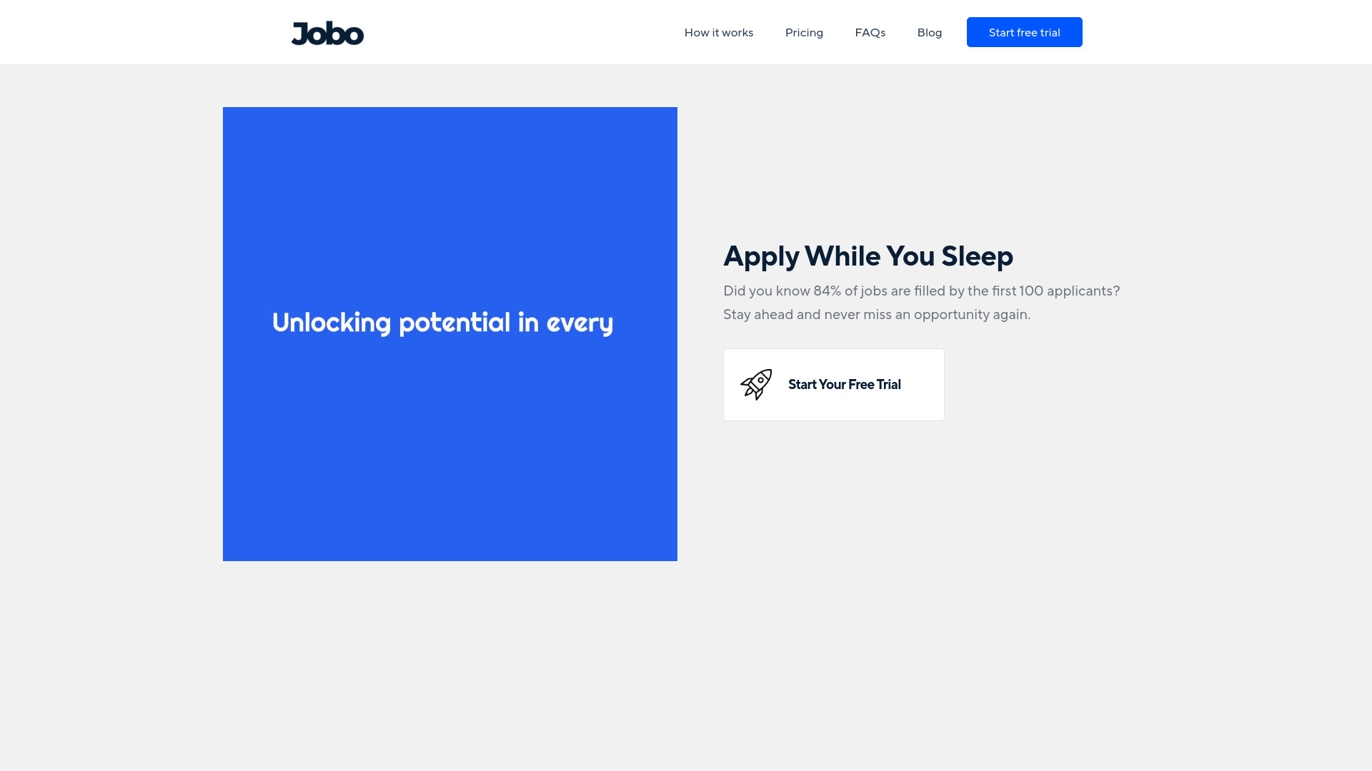 JOBO, THE AI AUTO APPLY BOT!网页截图,JOBO, THE AI AUTO APPLY BOT!网页快照