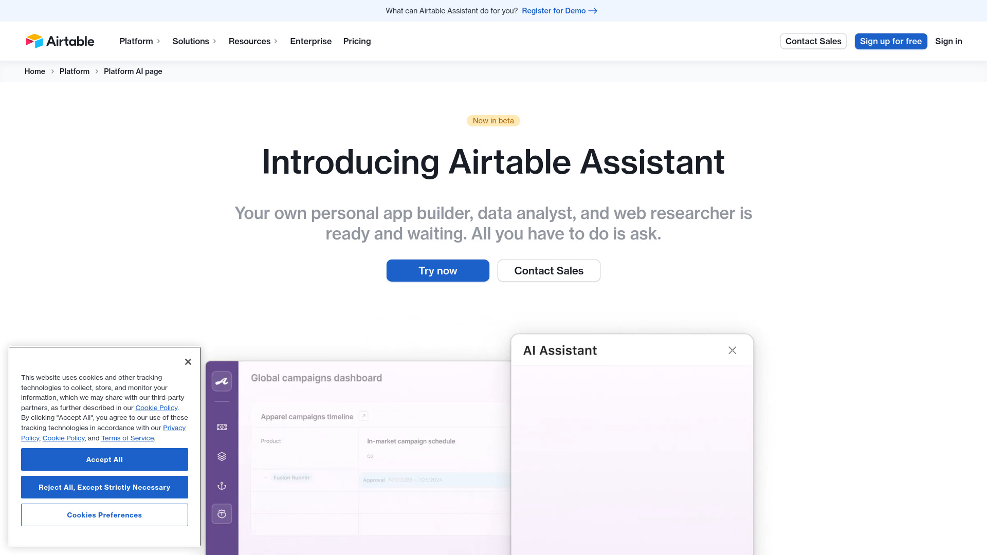 Airtable AI Assistant网页截图,Airtable AI Assistant网页快照