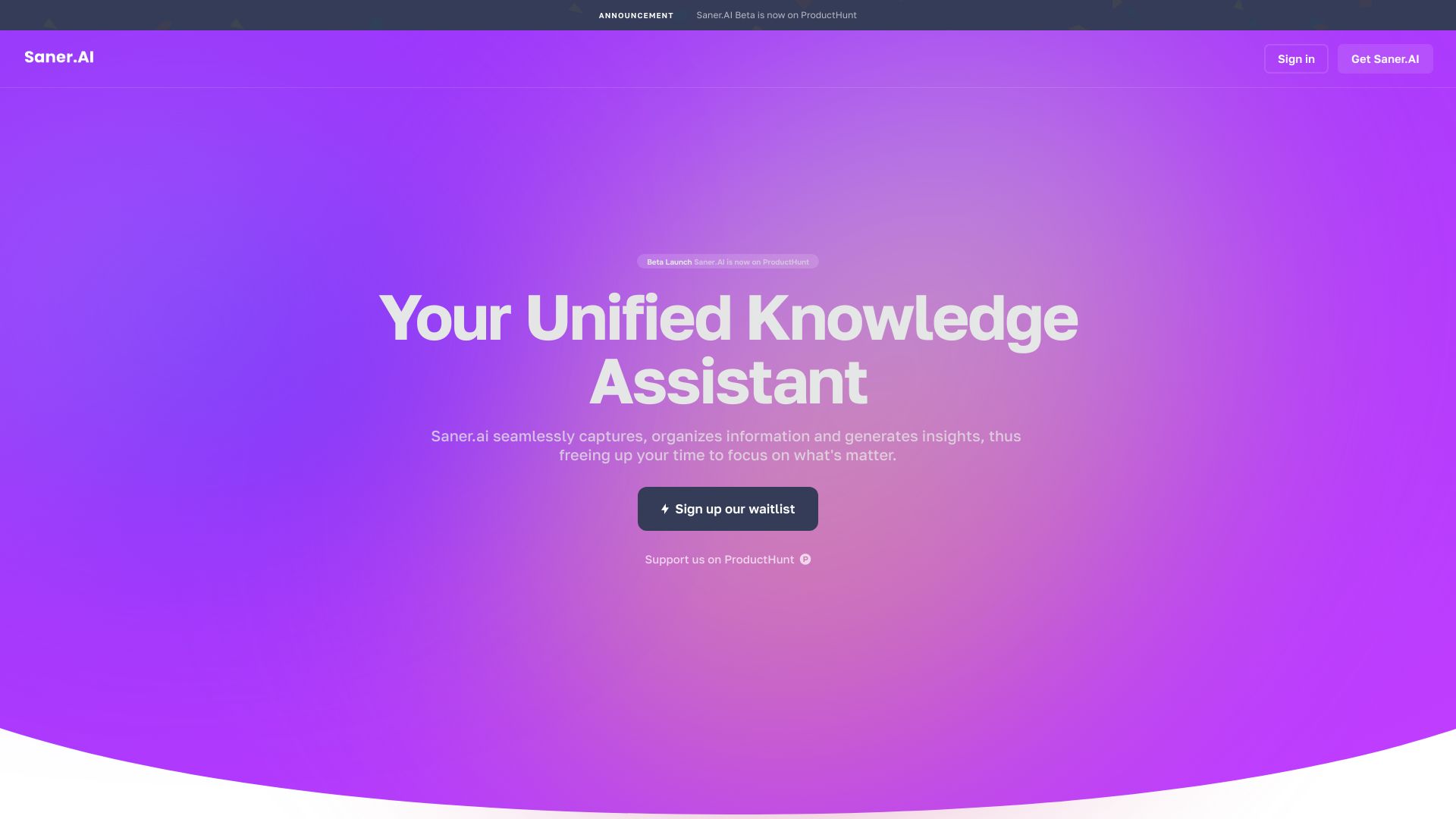 Saner.ai (Beta version)网页截图,Saner.ai (Beta version)网页快照