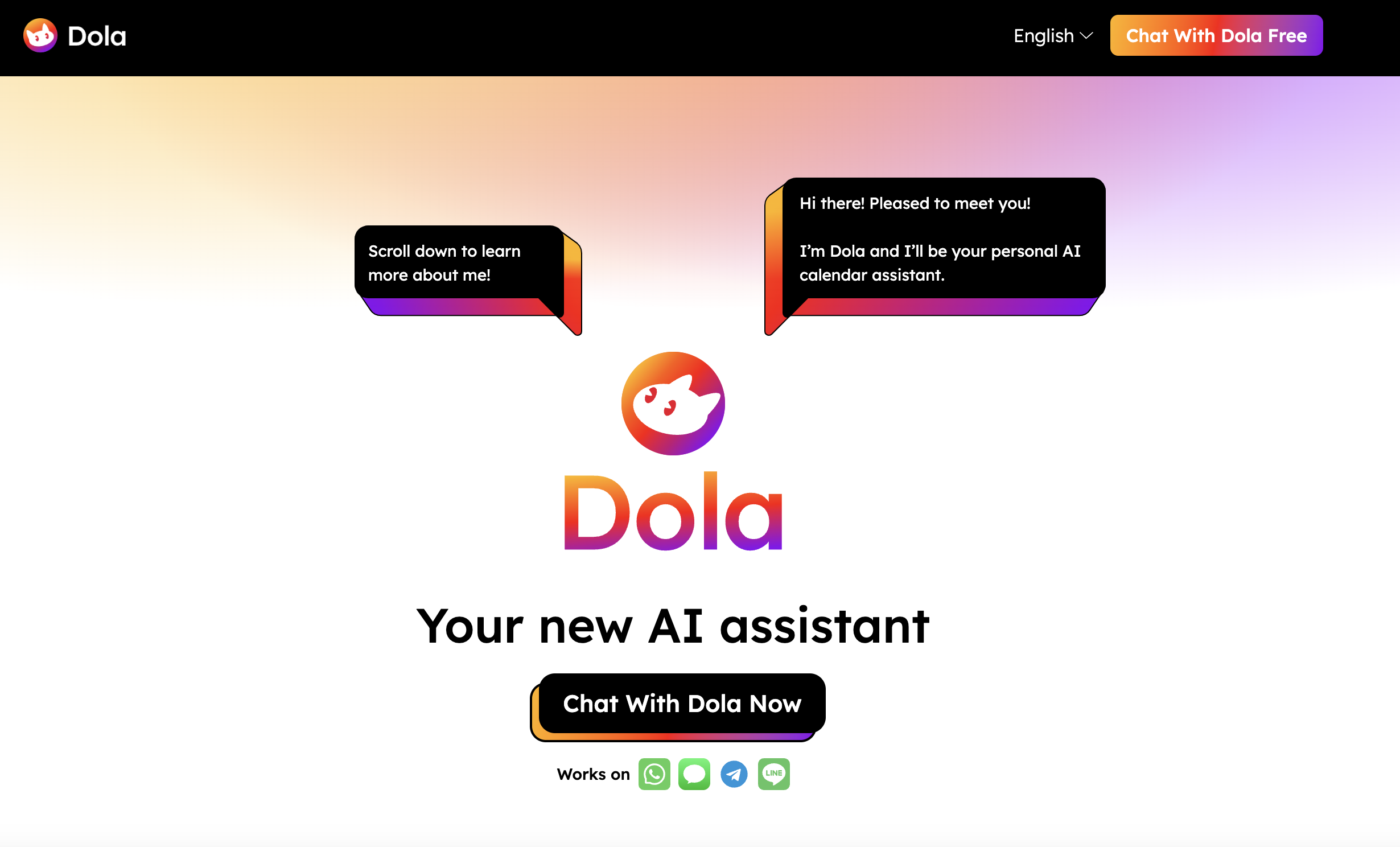 Dola: AI Calendar Assistant网页截图,Dola: AI Calendar Assistant网页快照