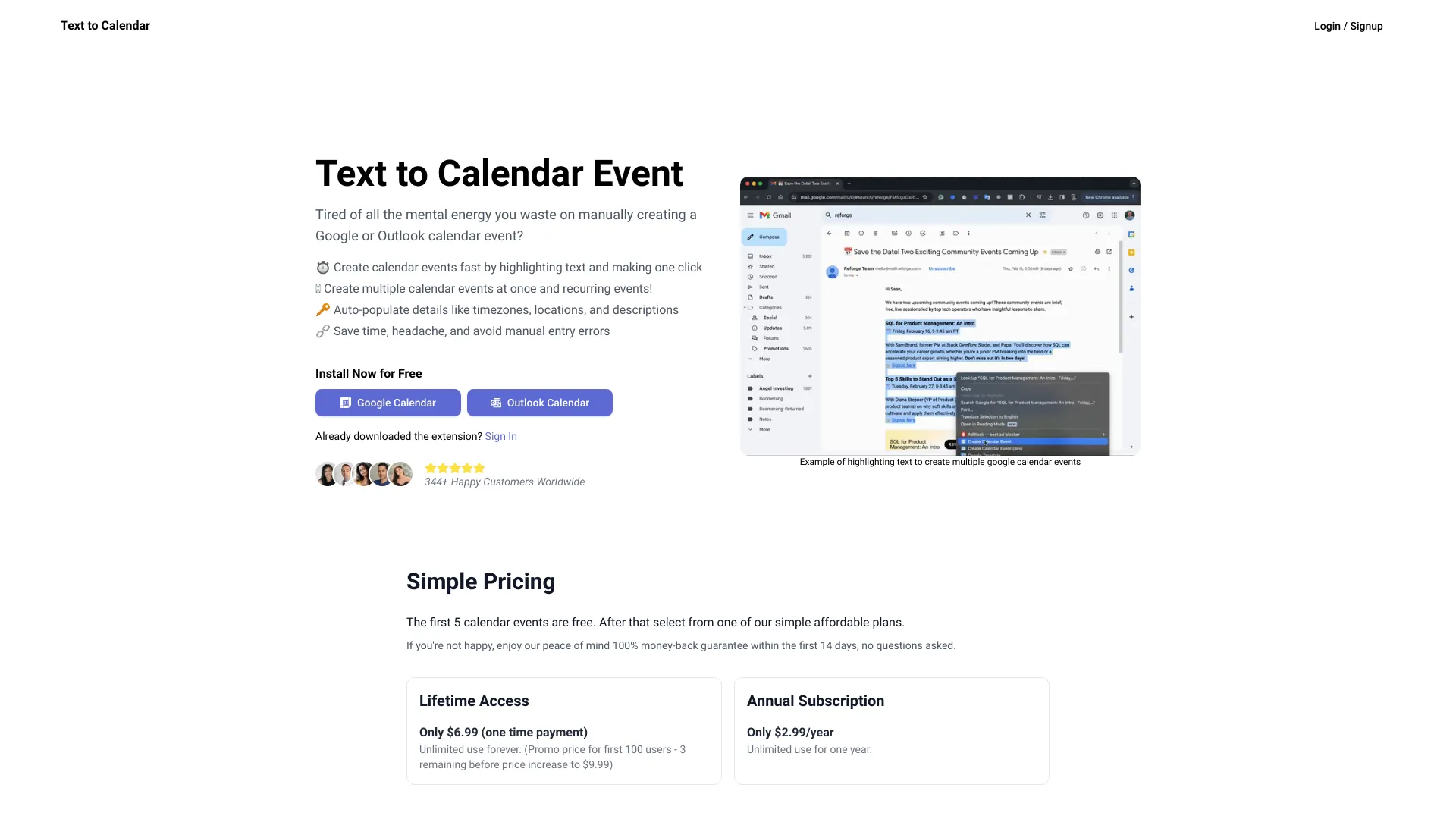 Text to Calendar网页截图,Text to Calendar网页快照