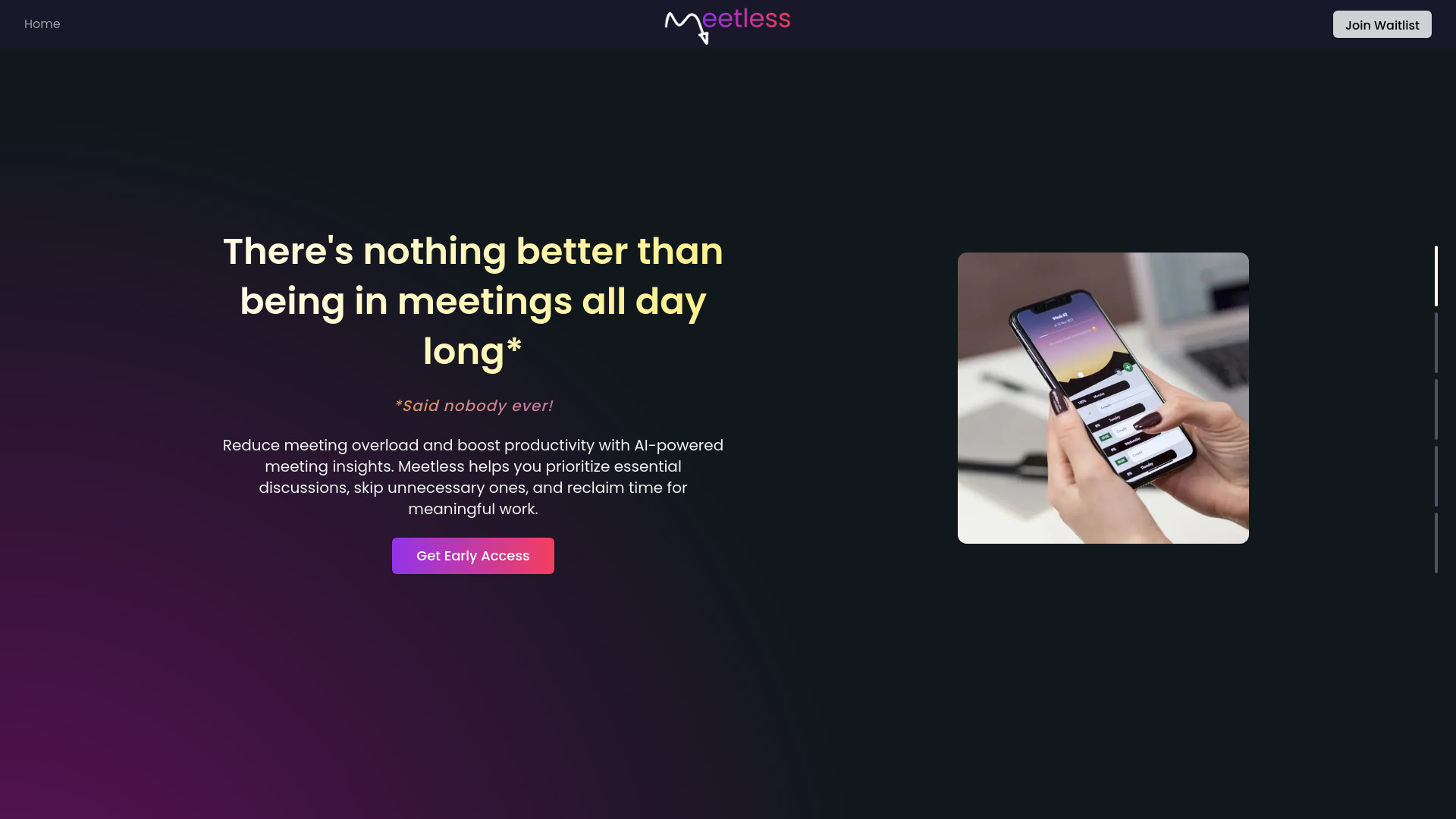 MeetLess网页截图,MeetLess网页快照