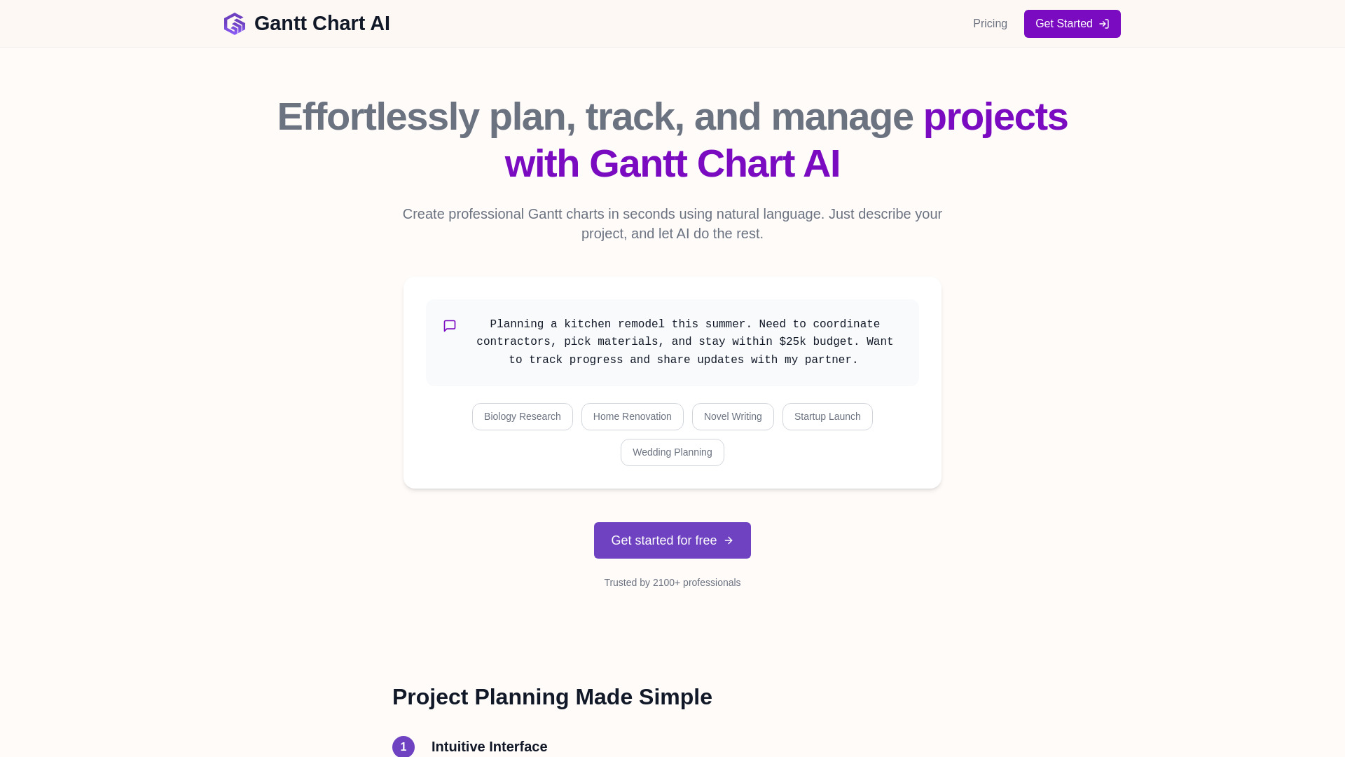 Gantt Chart AI网页截图,Gantt Chart AI网页快照