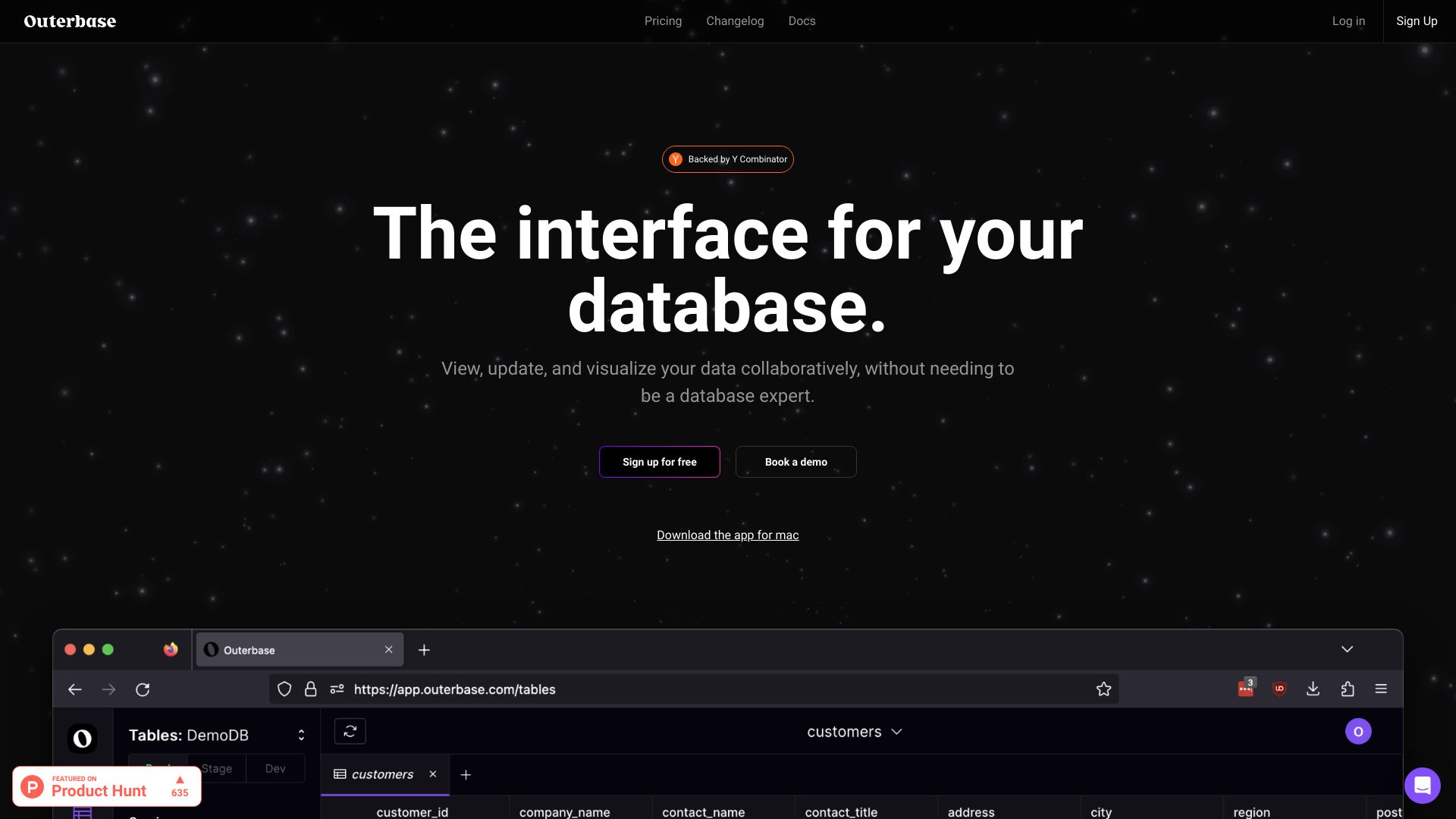 Outerbase网页截图,Outerbase网页快照