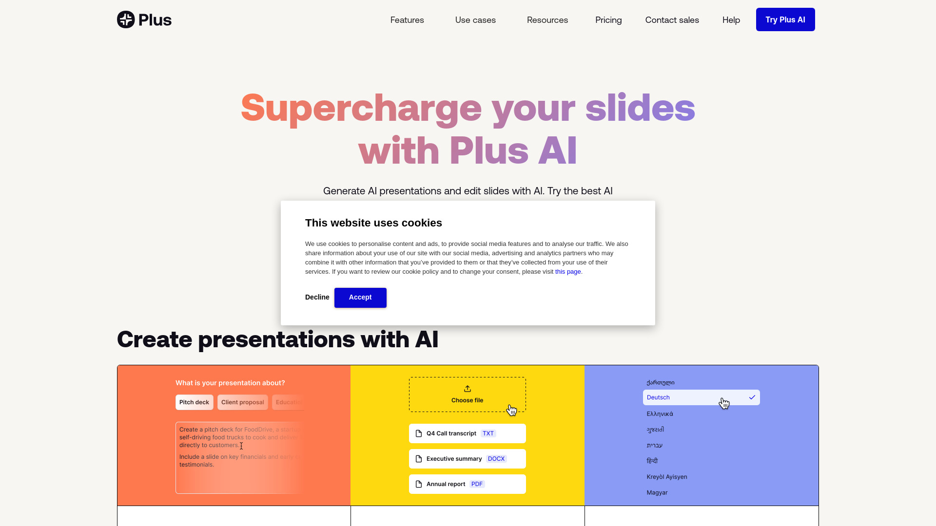 Plus AI Presentation Maker网页截图,Plus AI Presentation Maker网页快照