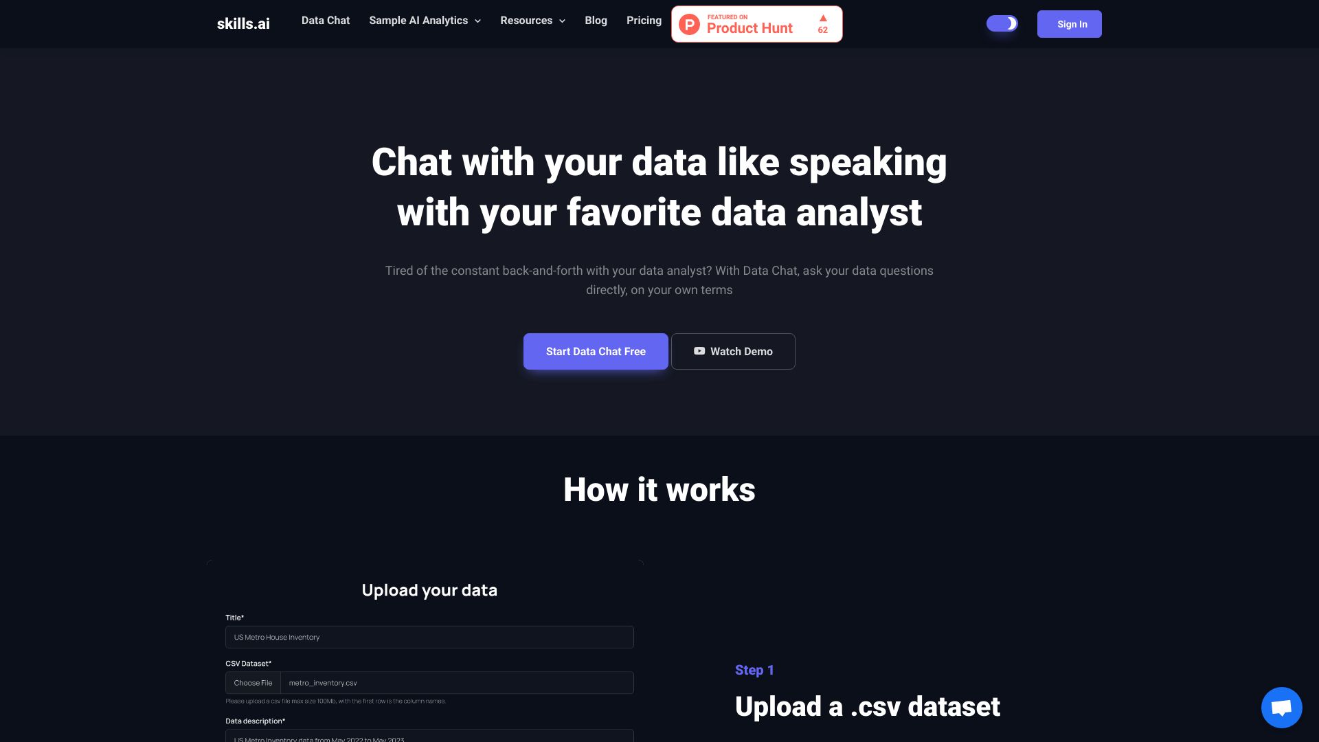 AI Data Chat by skills.ai网页截图,AI Data Chat by skills.ai网页快照