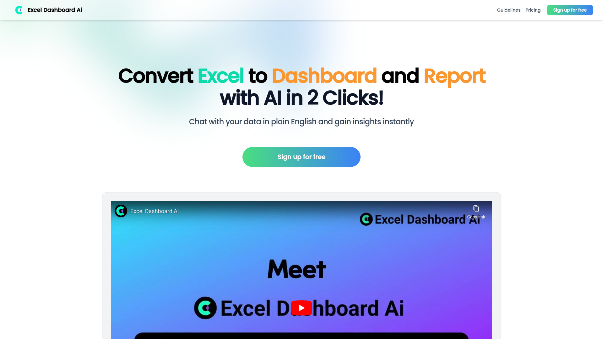 Excel Dashboard Ai网页截图,Excel Dashboard Ai网页快照