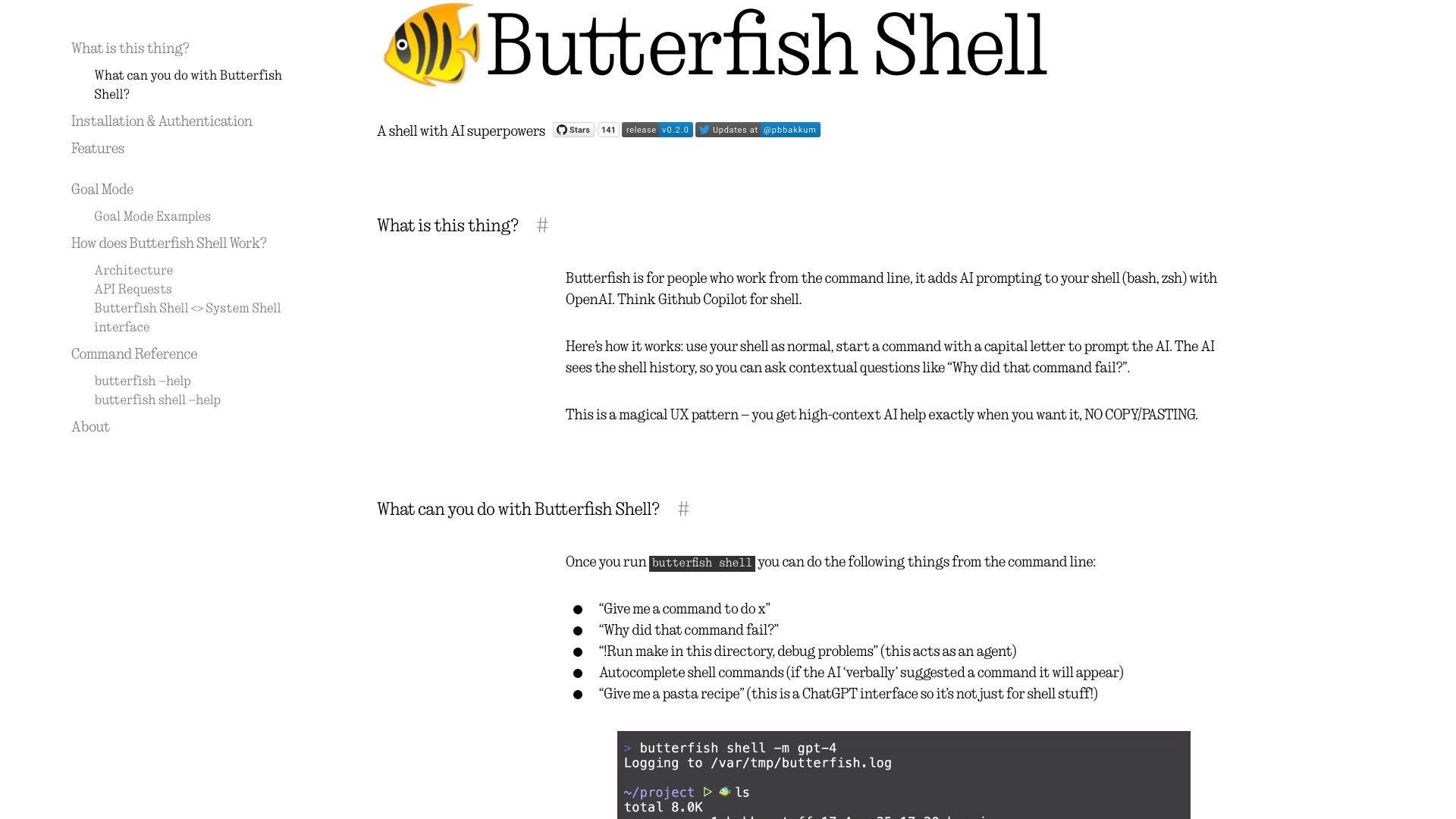Butterfish Shell网页截图,Butterfish Shell网页快照