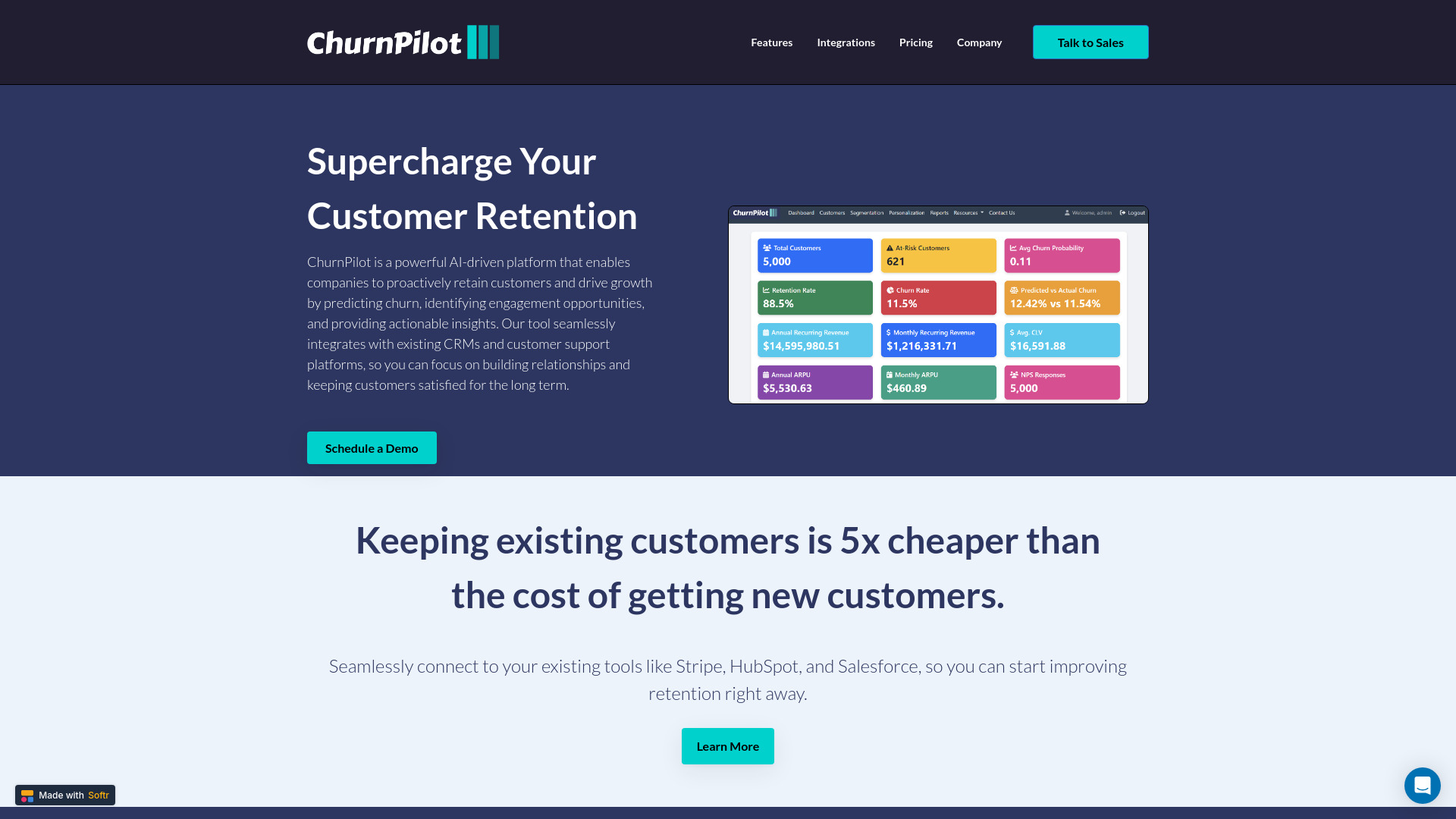ChurnPilot网页截图,ChurnPilot网页快照