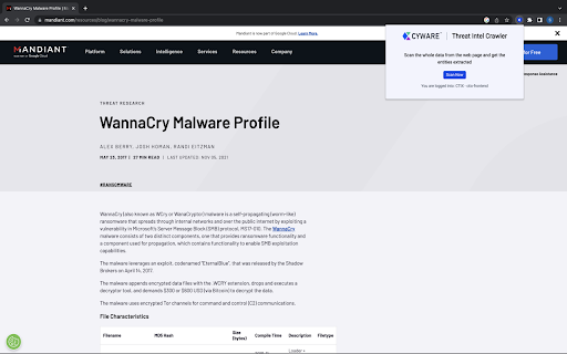 Cyware Threat Intel Crawler网页截图,Cyware Threat Intel Crawler网页快照