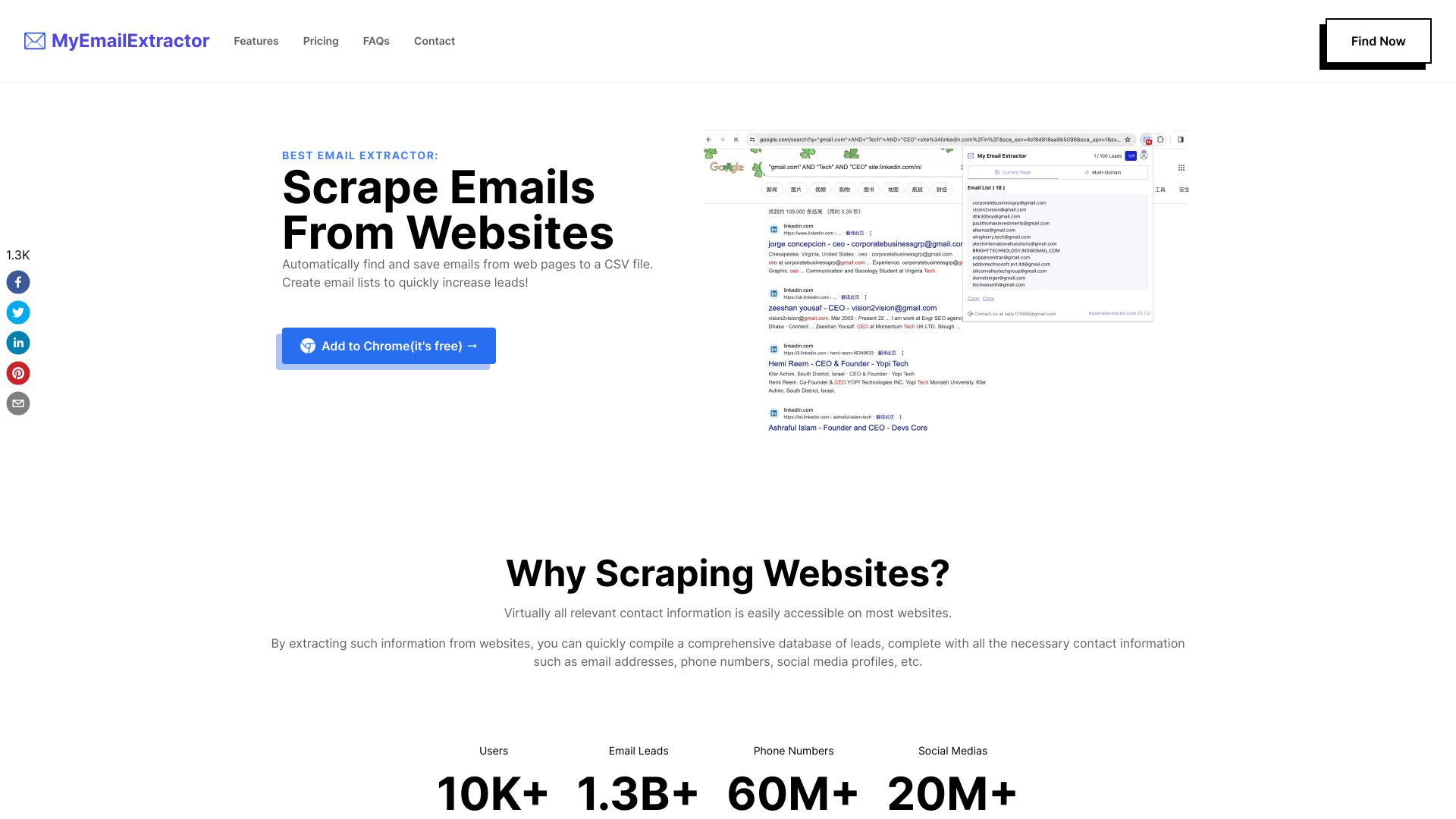 Free Email Extractor from Website网页截图,Free Email Extractor from Website网页快照